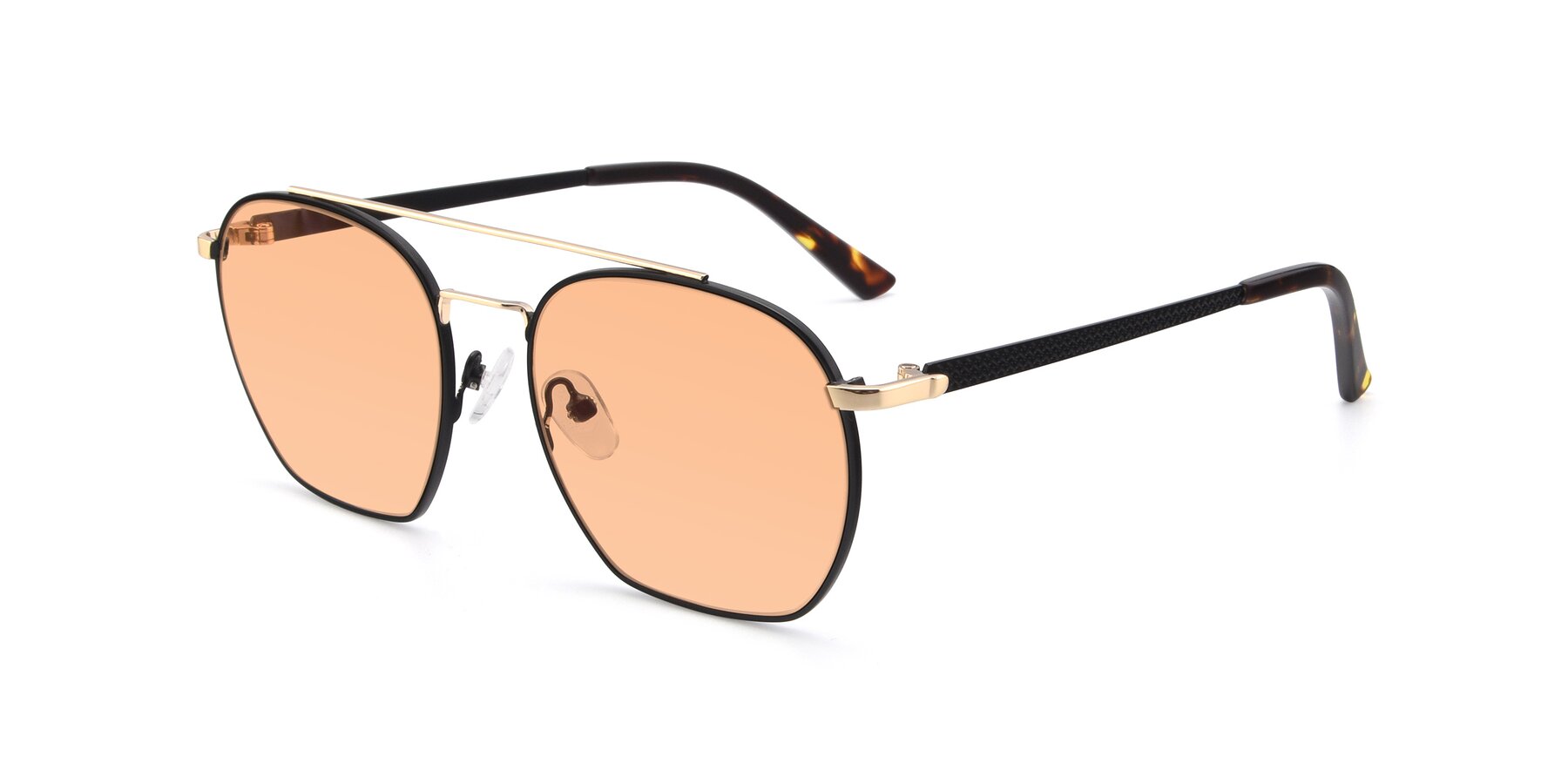 Angle of 9425 in Black-Gold with Light Orange Tinted Lenses