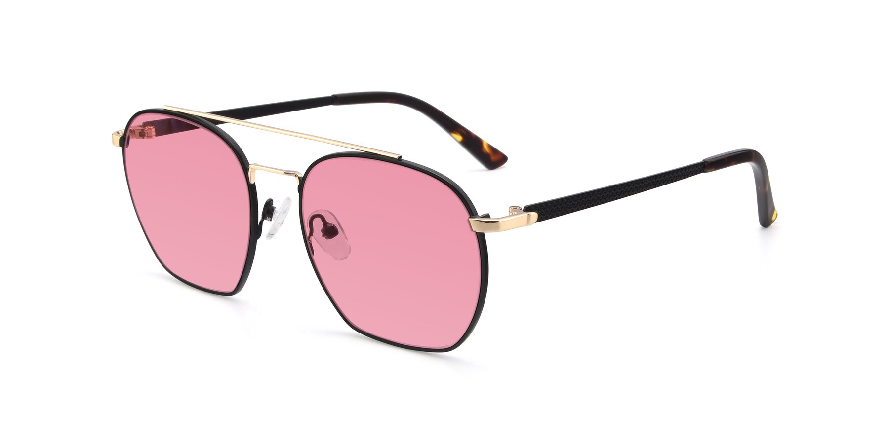 Angle of 9425 in Black-Gold with Pink Tinted Lenses