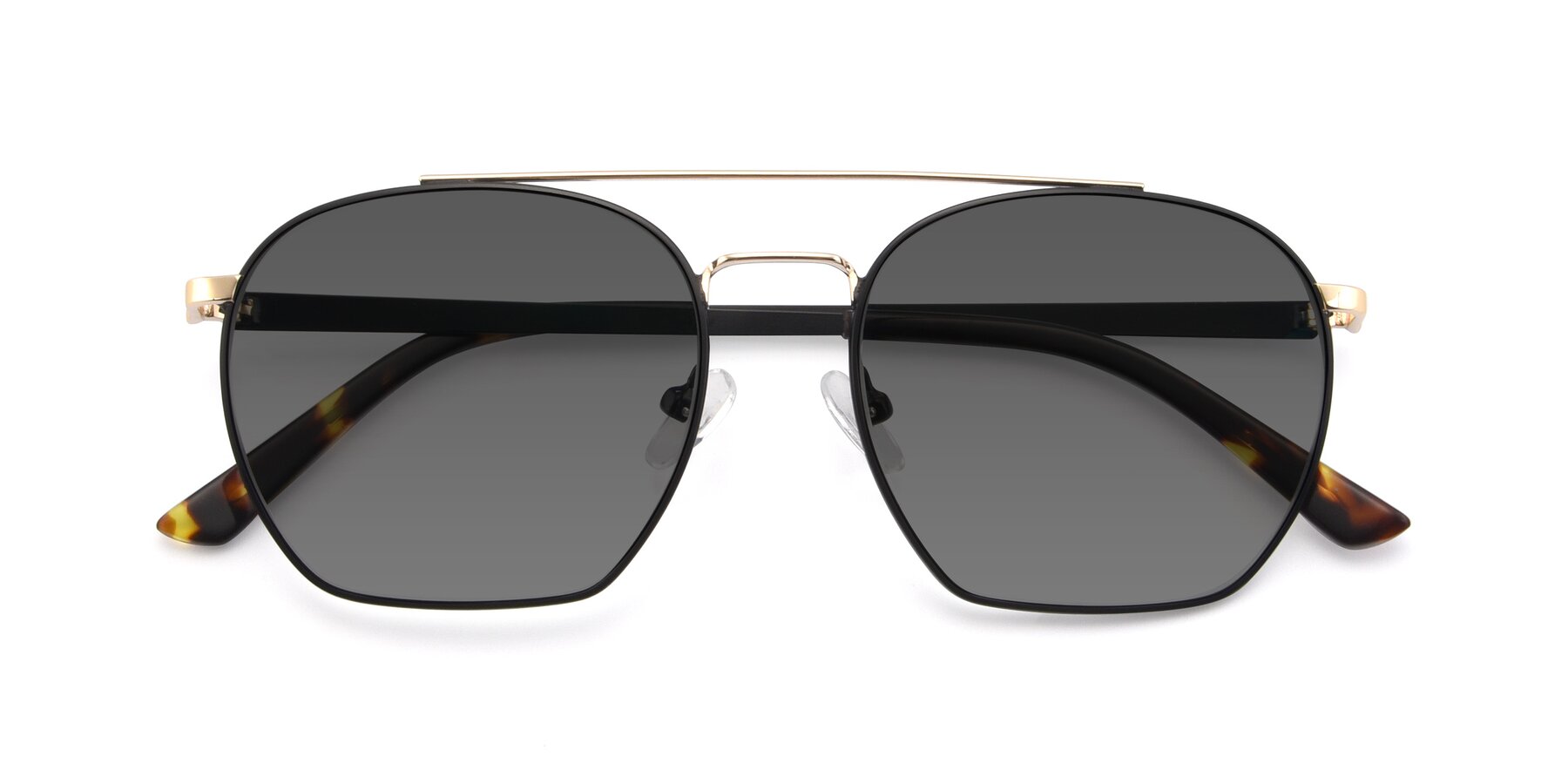 Folded Front of 9425 in Black-Gold with Medium Gray Tinted Lenses