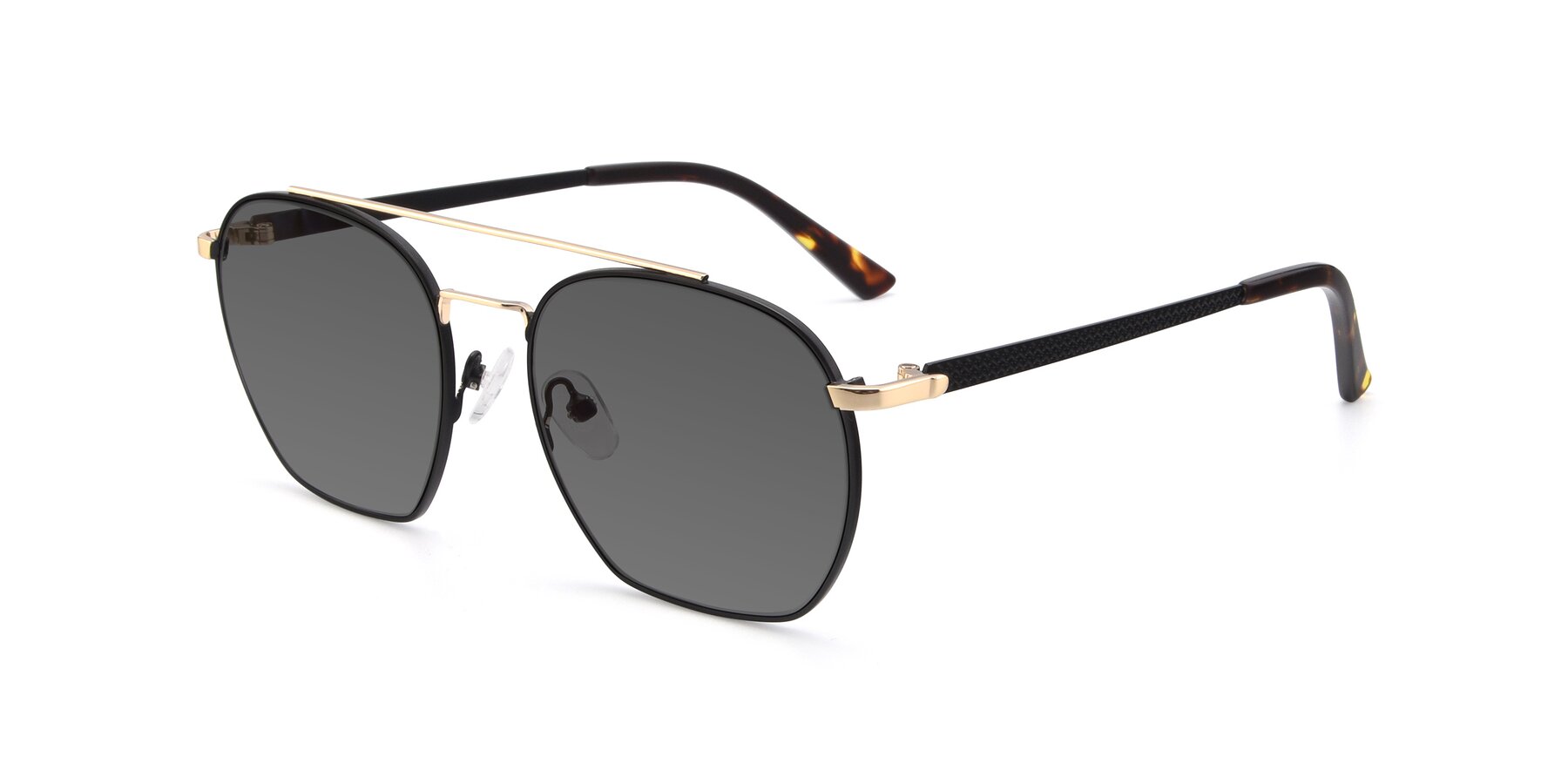 Angle of 9425 in Black-Gold with Medium Gray Tinted Lenses