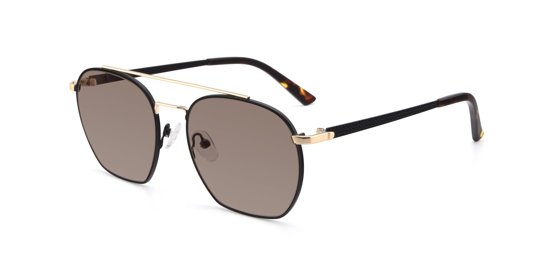 Angle of 9425 in Black-Gold with Medium Brown Tinted Lenses