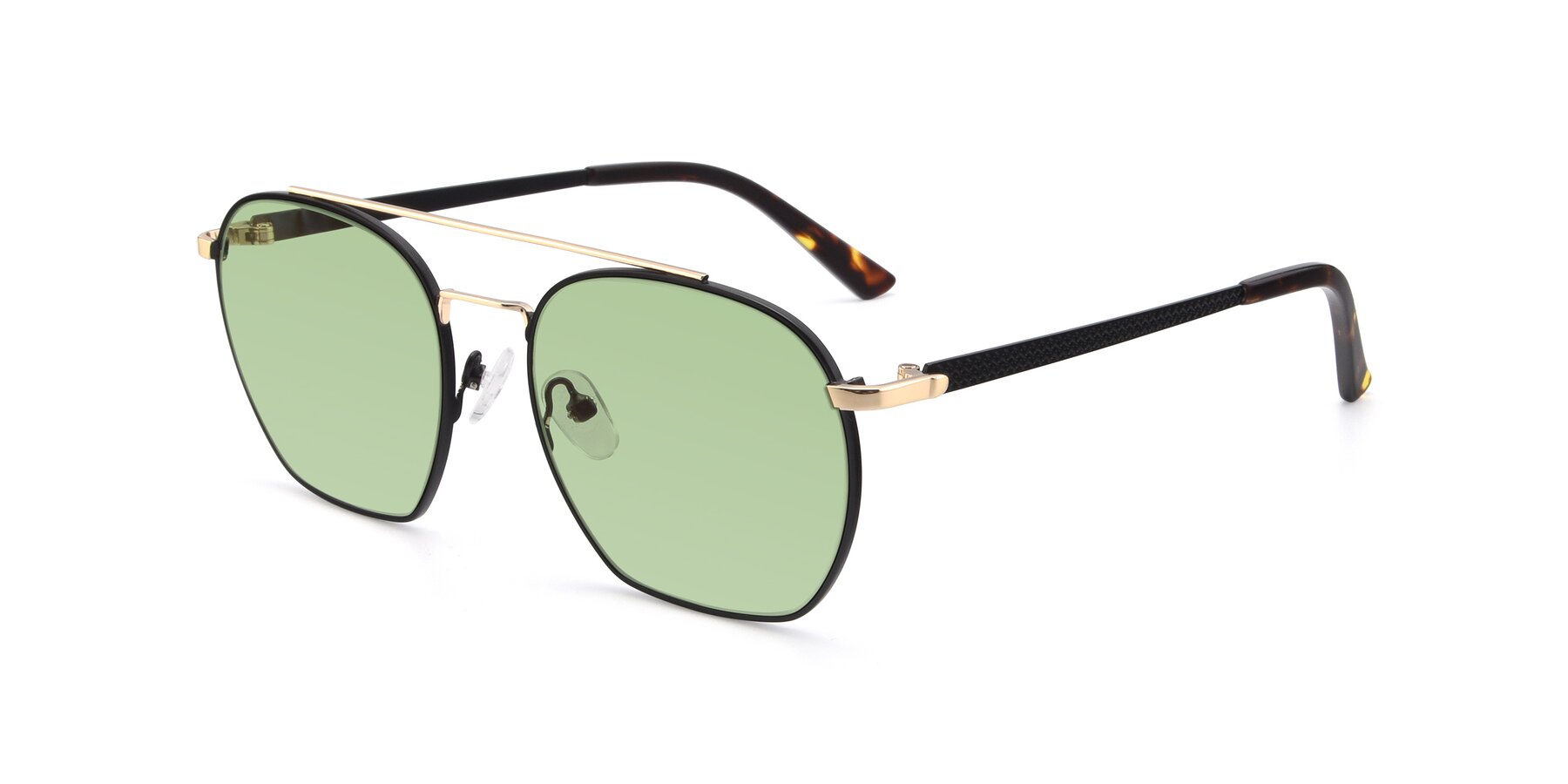 Angle of 9425 in Black-Gold with Medium Green Tinted Lenses