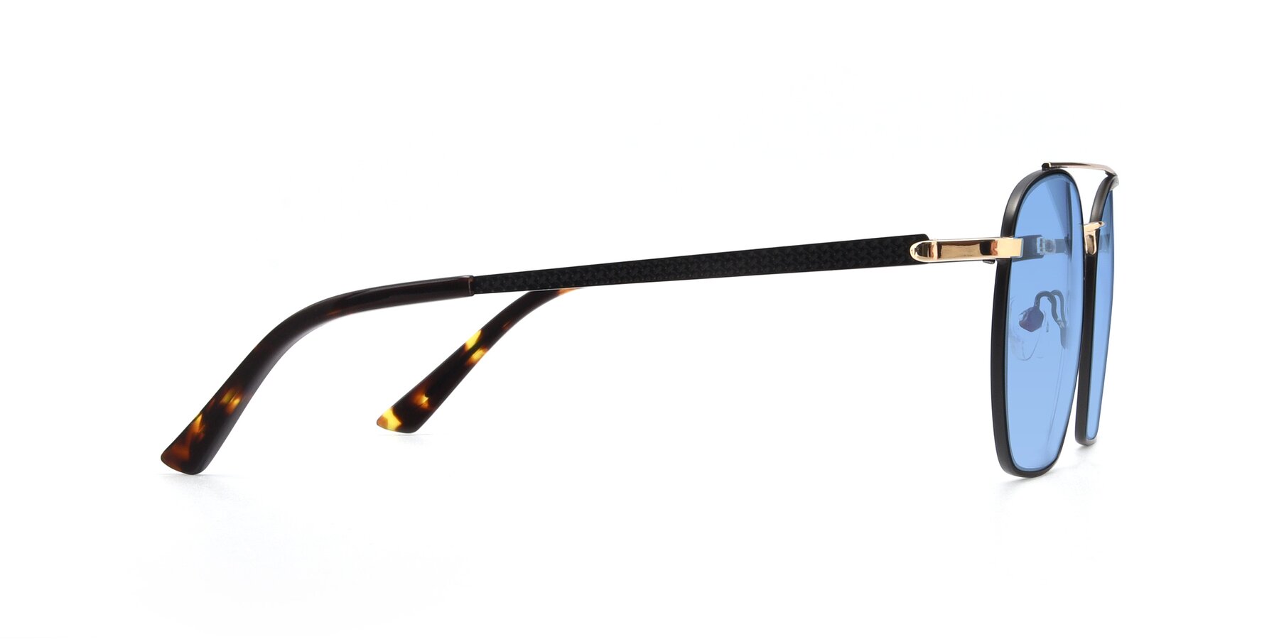 Side of 9425 in Black-Gold with Medium Blue Tinted Lenses