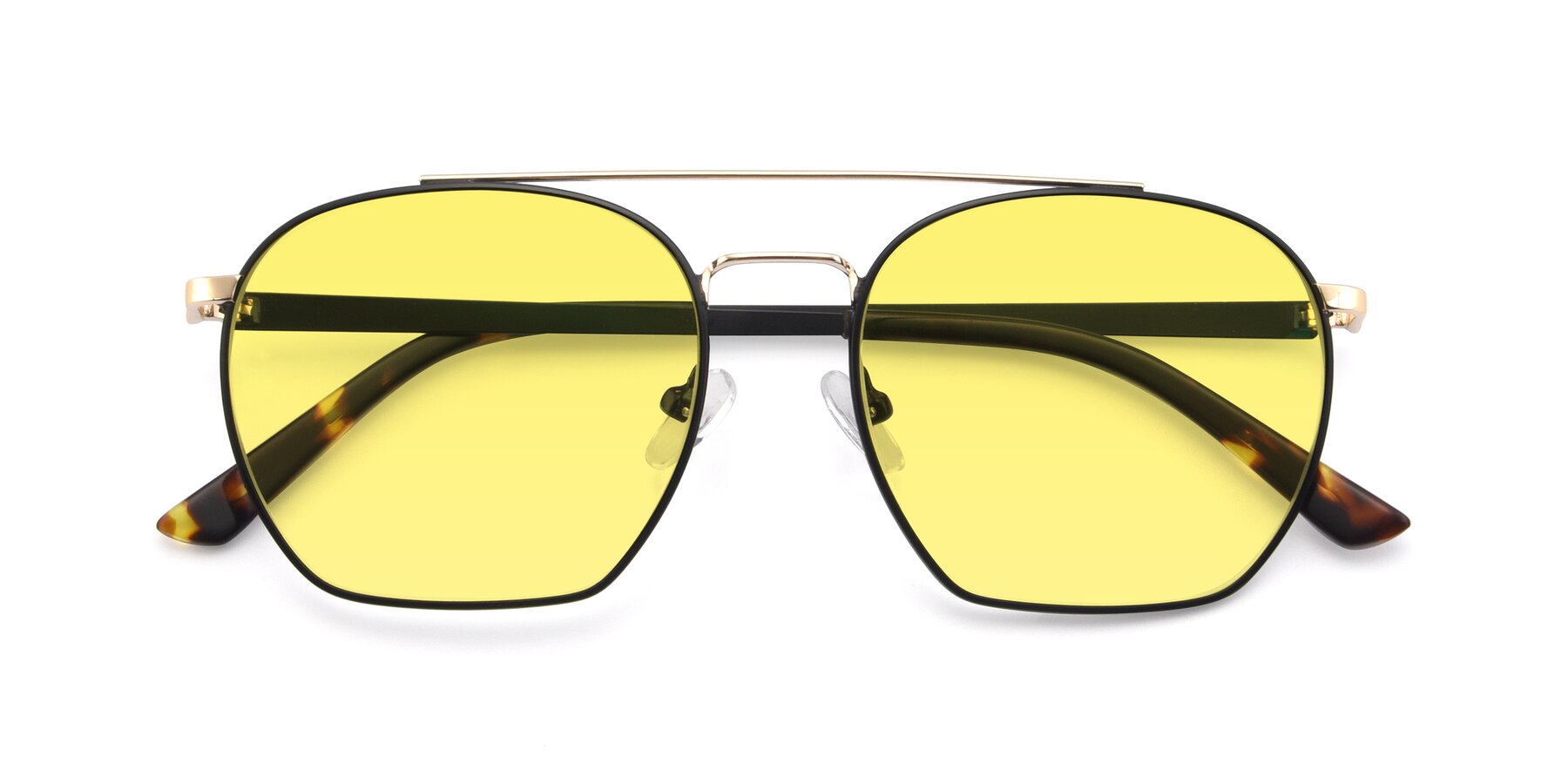 Folded Front of 9425 in Black-Gold with Medium Yellow Tinted Lenses