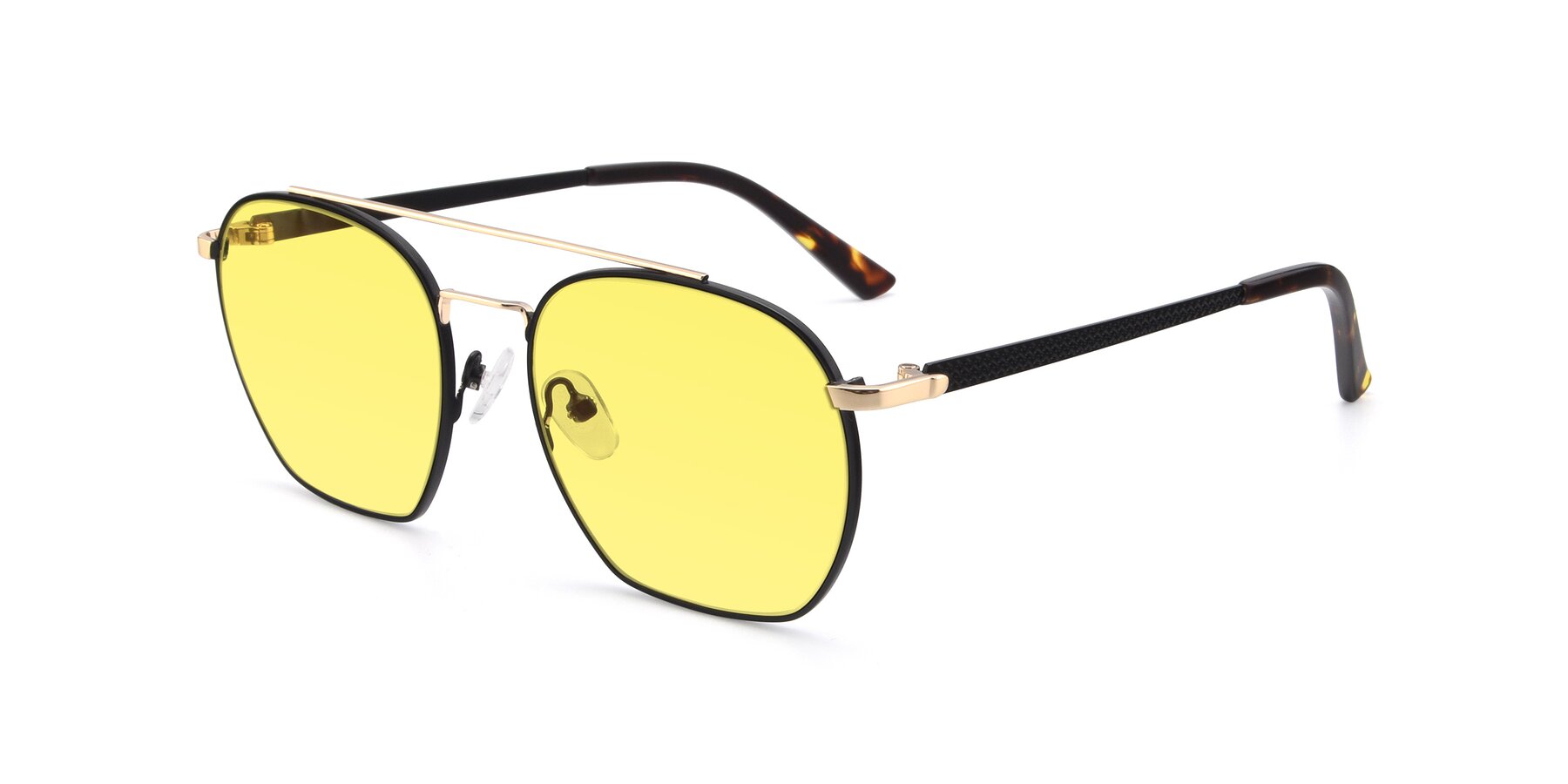Angle of 9425 in Black-Gold with Medium Yellow Tinted Lenses