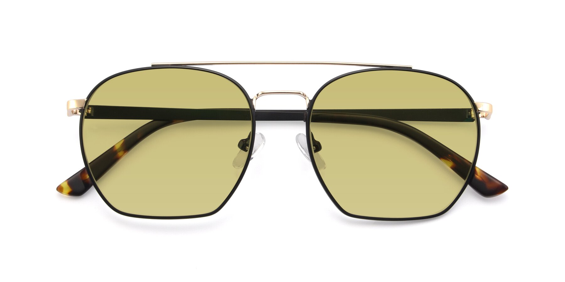 Folded Front of 9425 in Black-Gold with Medium Champagne Tinted Lenses