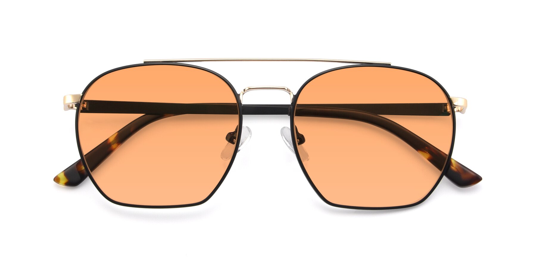 Folded Front of 9425 in Black-Gold with Medium Orange Tinted Lenses