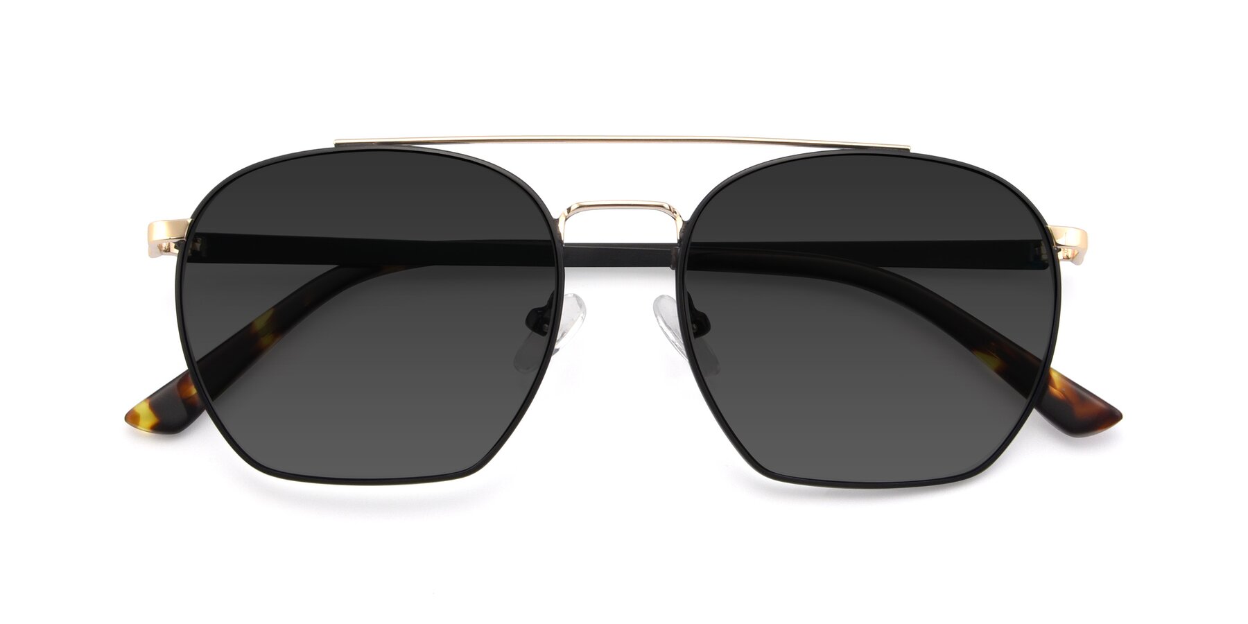 Folded Front of 9425 in Black-Gold with Gray Tinted Lenses