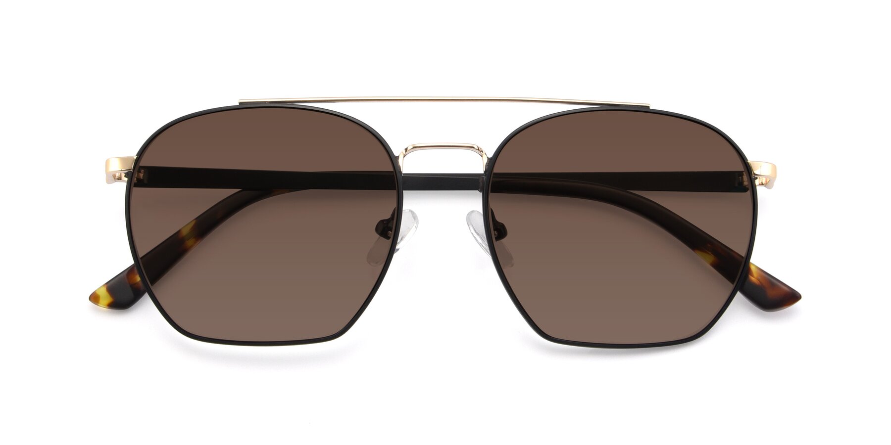 Folded Front of 9425 in Black-Gold with Brown Tinted Lenses