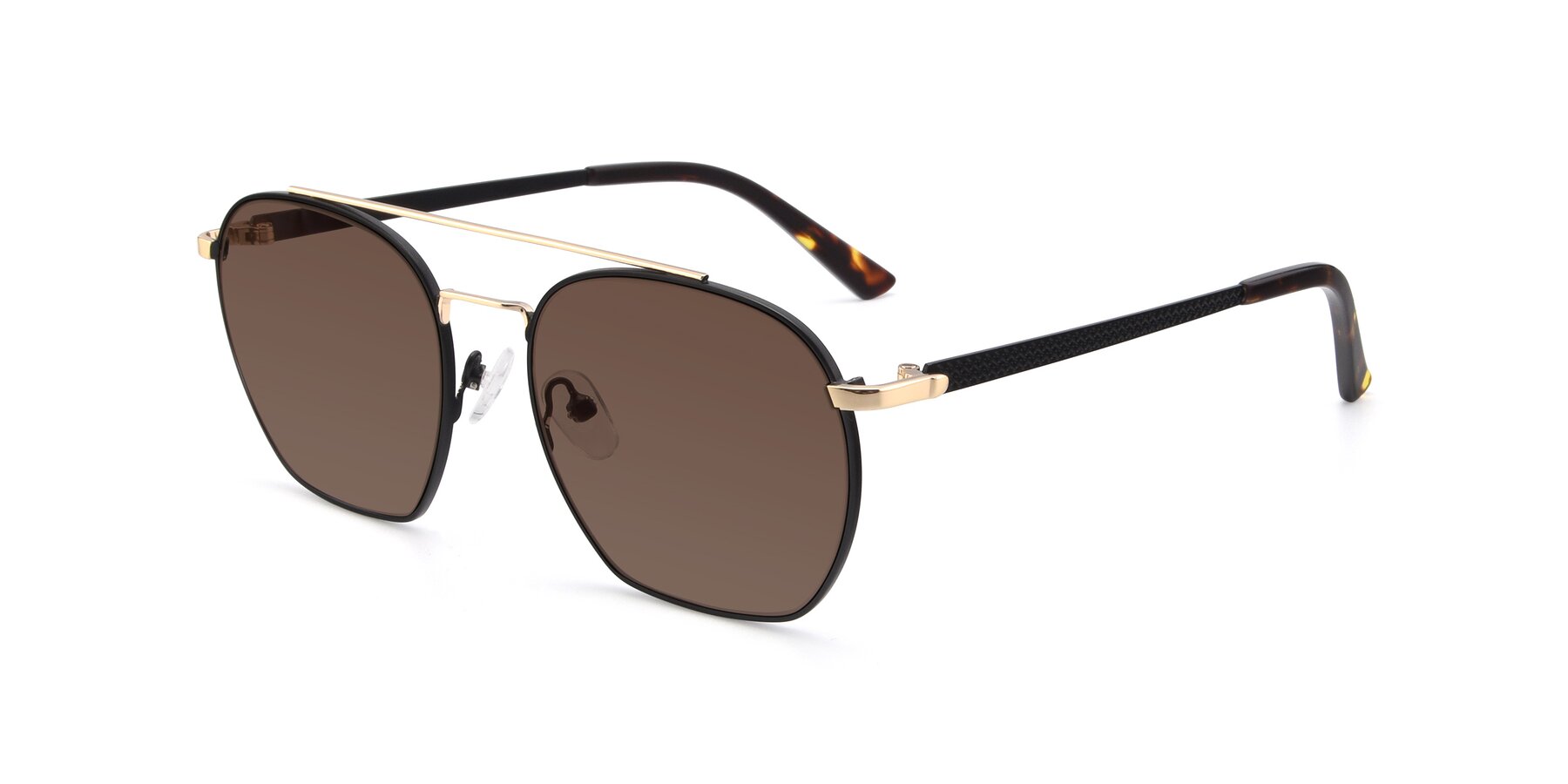 Angle of 9425 in Black-Gold with Brown Tinted Lenses