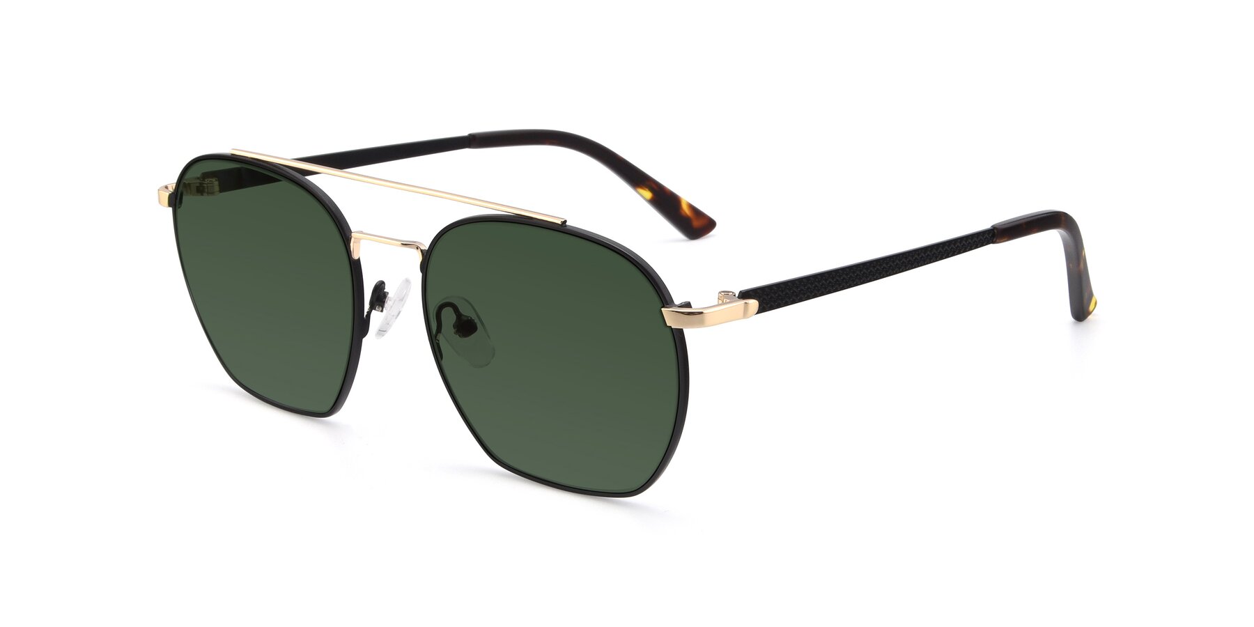 Angle of 9425 in Black-Gold with Green Tinted Lenses