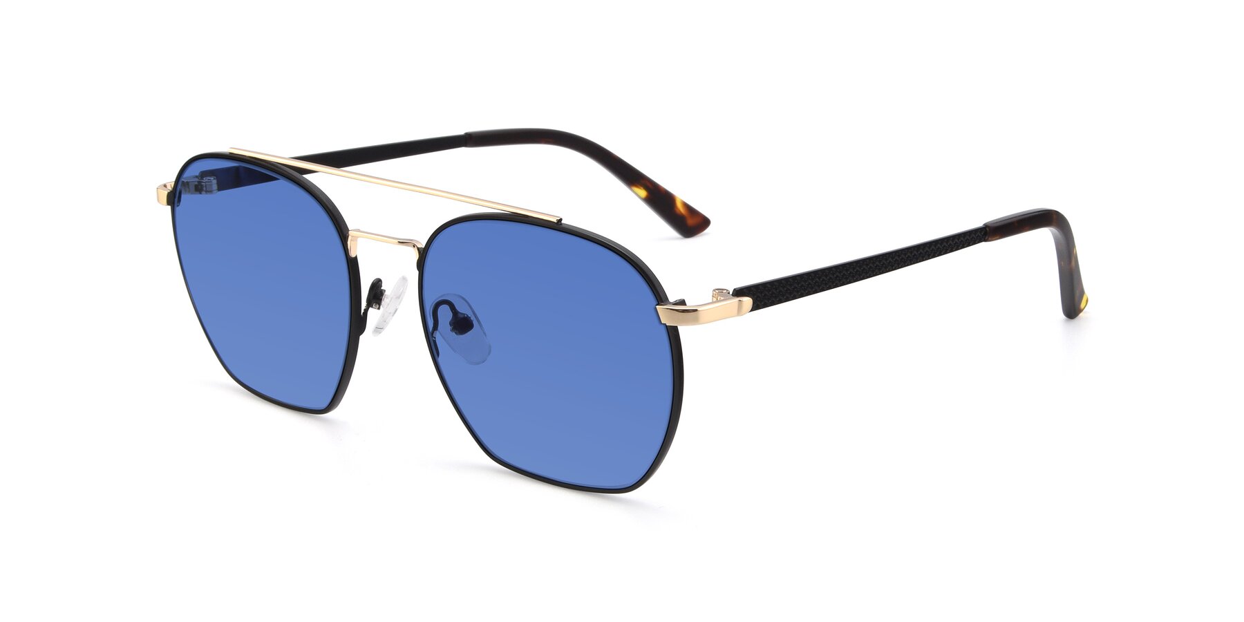 Angle of 9425 in Black-Gold with Blue Tinted Lenses