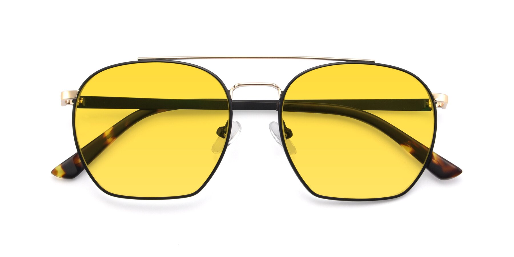 Folded Front of 9425 in Black-Gold with Yellow Tinted Lenses