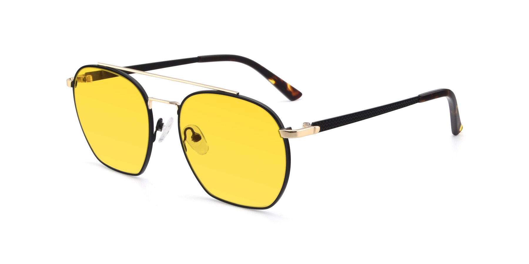 Angle of 9425 in Black-Gold with Yellow Tinted Lenses