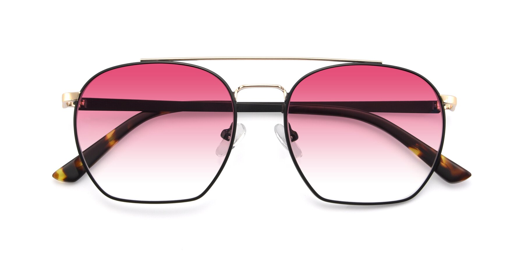 Folded Front of 9425 in Black-Gold with Pink Gradient Lenses