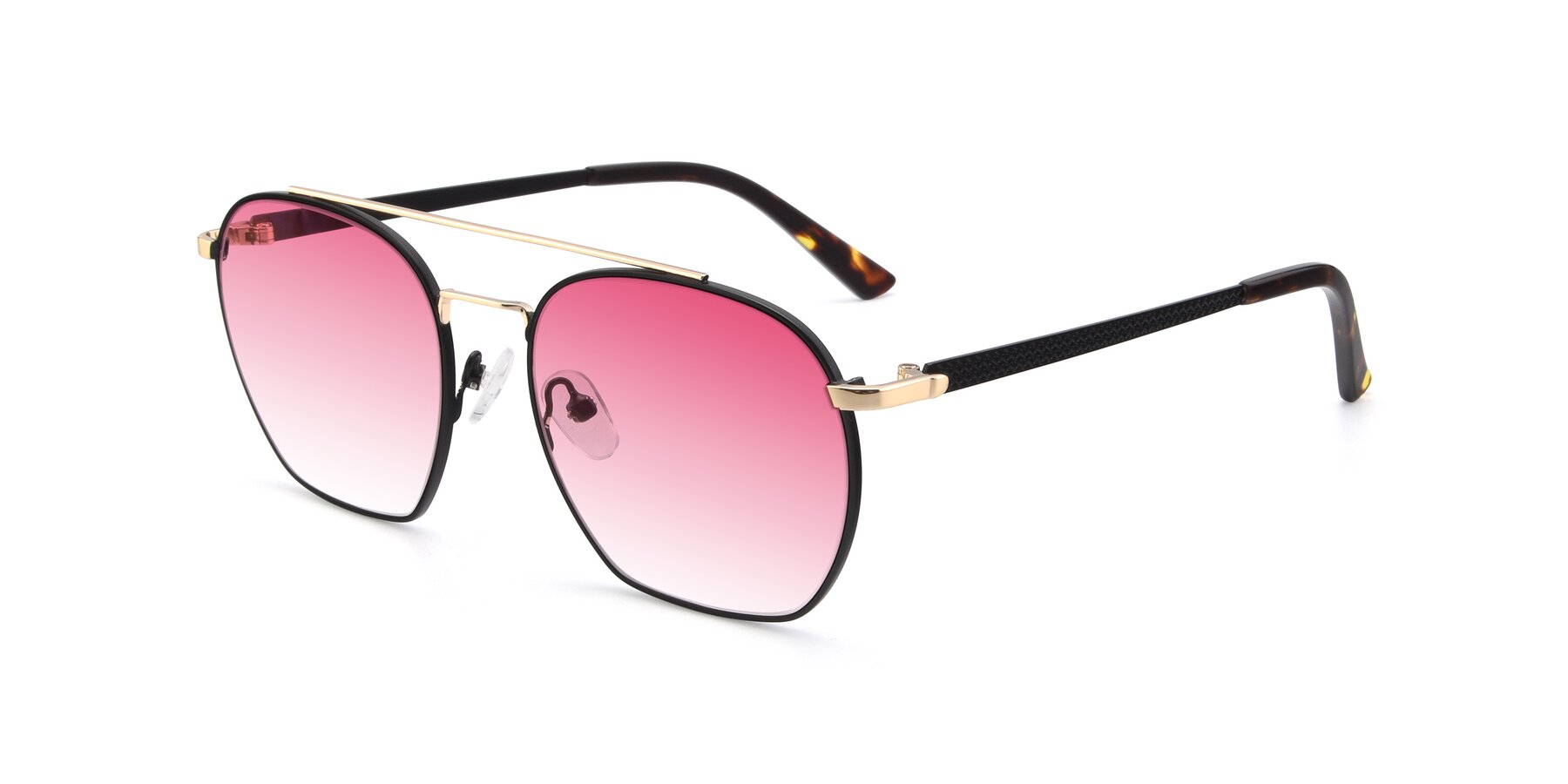 Angle of 9425 in Black-Gold with Pink Gradient Lenses