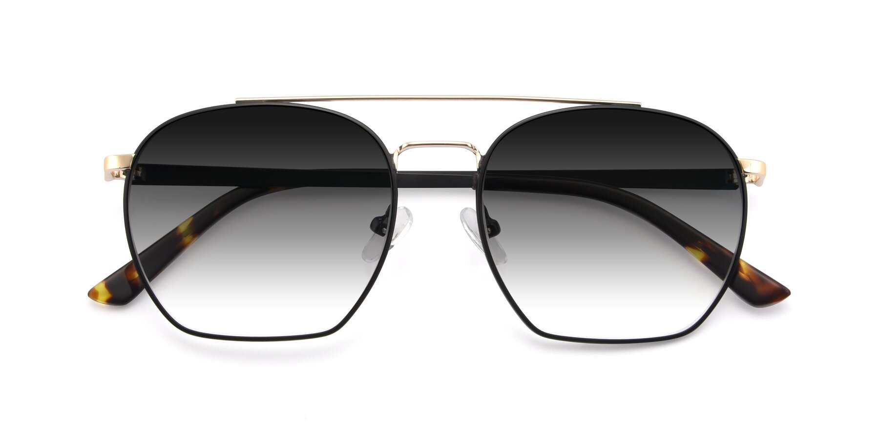 Folded Front of 9425 in Black-Gold with Gray Gradient Lenses
