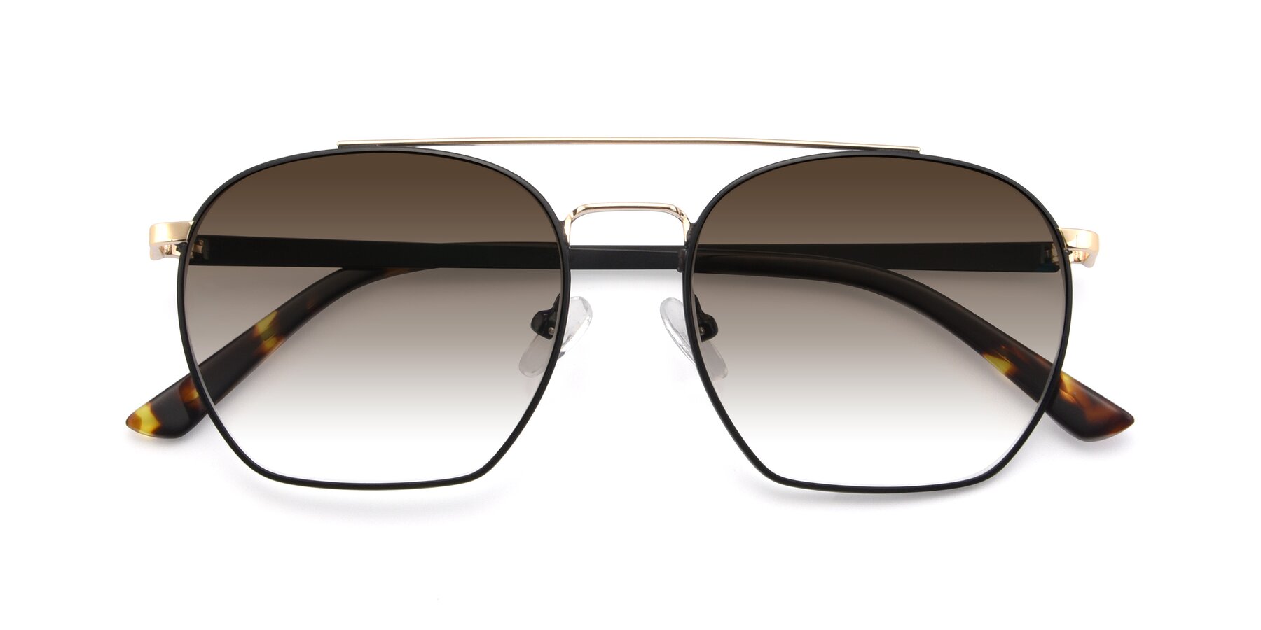Folded Front of 9425 in Black-Gold with Brown Gradient Lenses