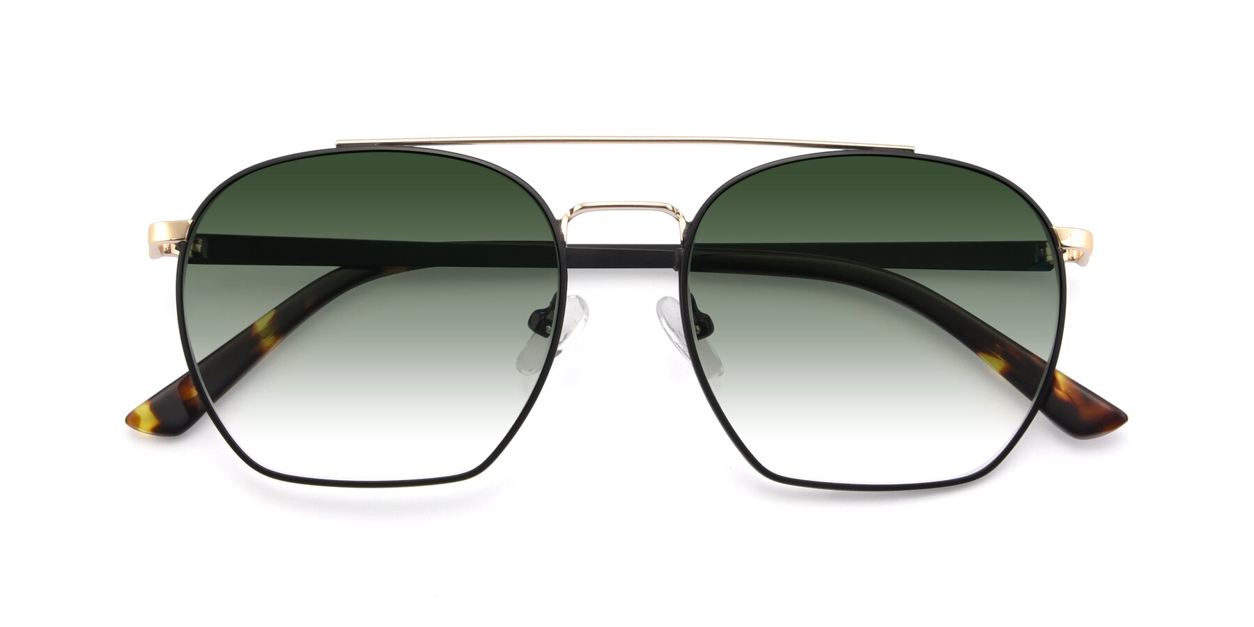 Folded Front of 9425 in Black-Gold with Green Gradient Lenses