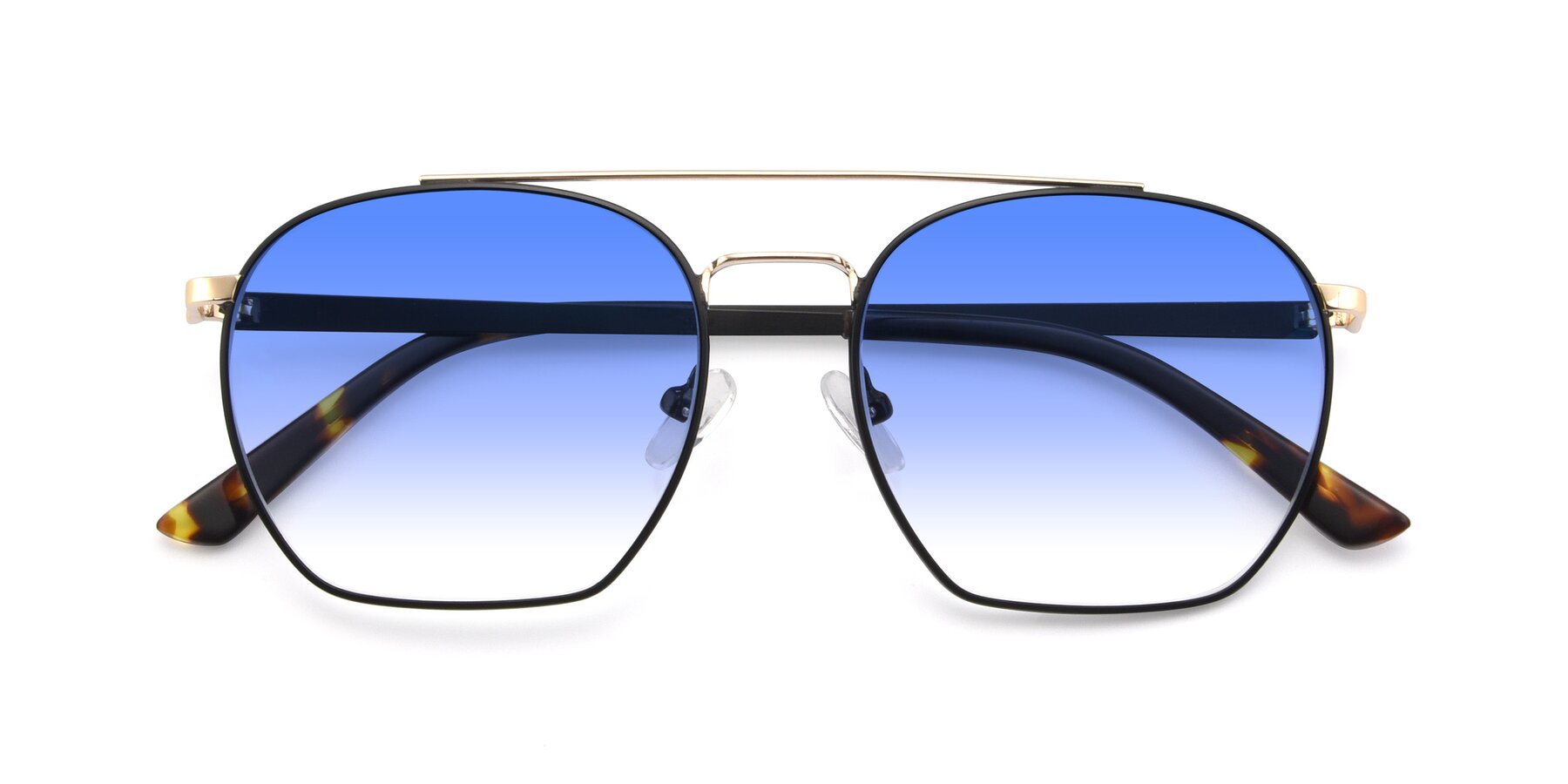 Folded Front of 9425 in Black-Gold with Blue Gradient Lenses