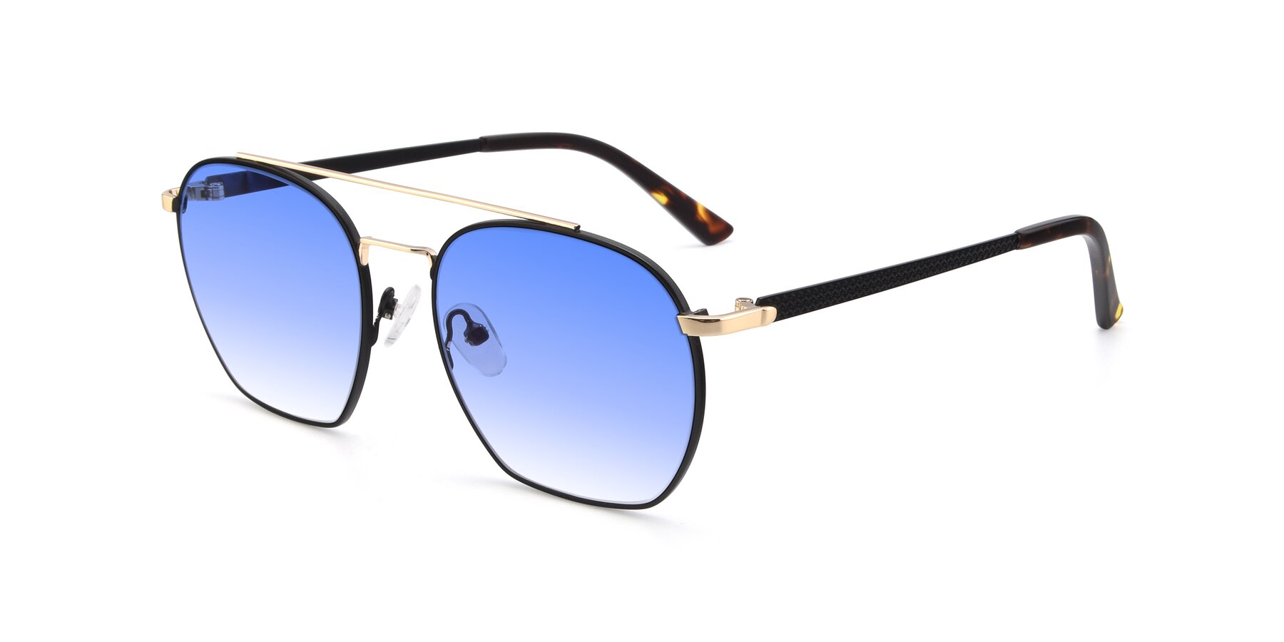 Angle of 9425 in Black-Gold with Blue Gradient Lenses