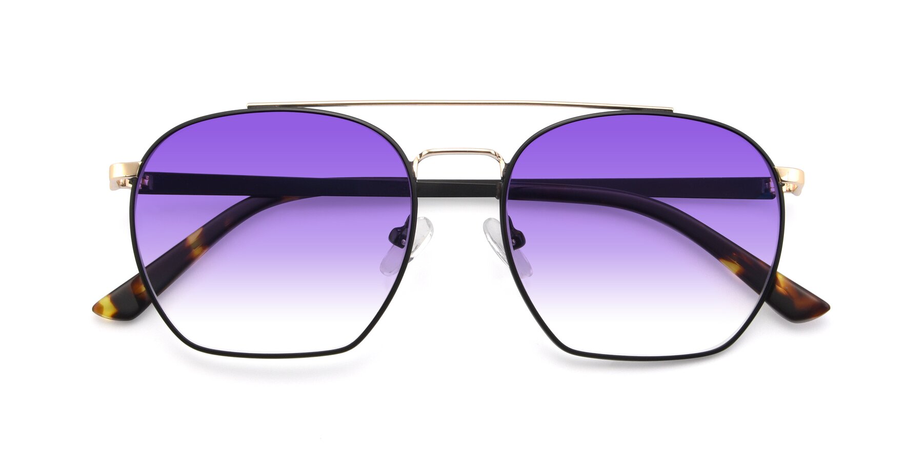 Folded Front of 9425 in Black-Gold with Purple Gradient Lenses