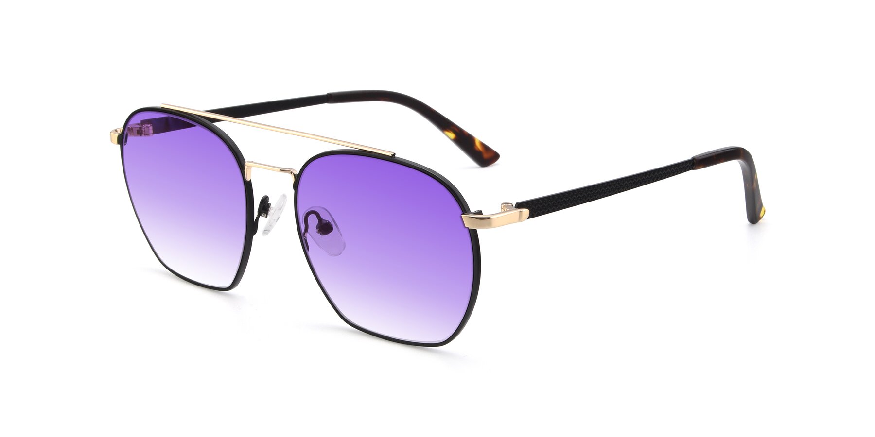 Angle of 9425 in Black-Gold with Purple Gradient Lenses