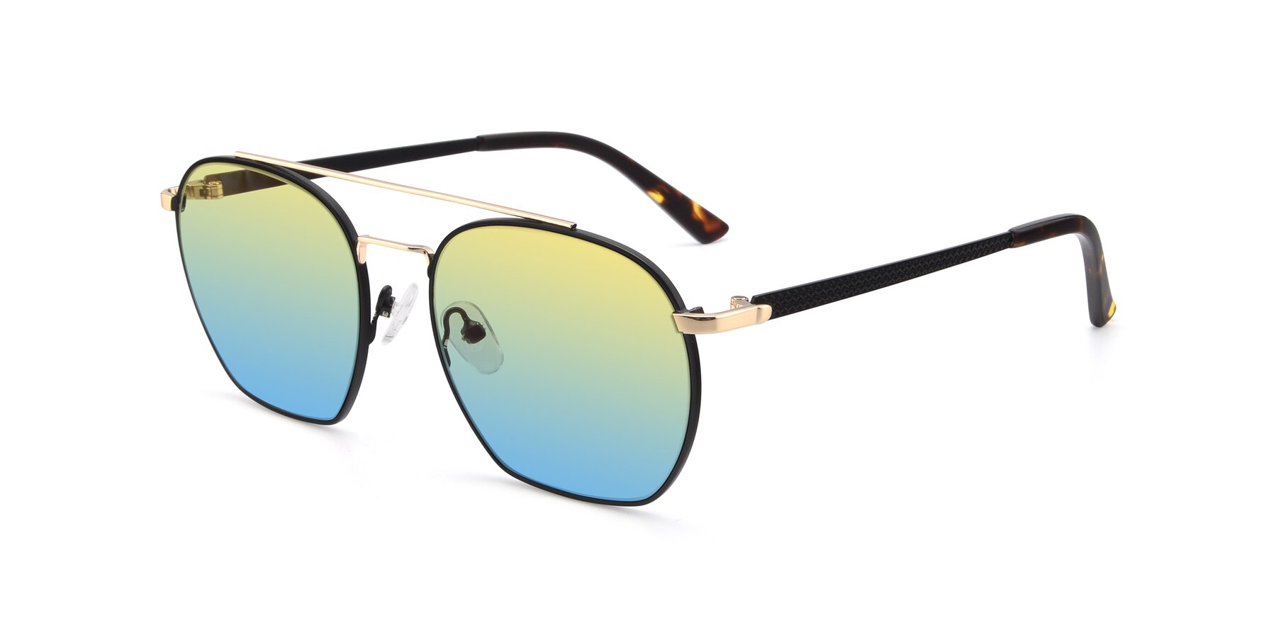 Angle of 9425 in Black-Gold with Yellow / Blue Gradient Lenses