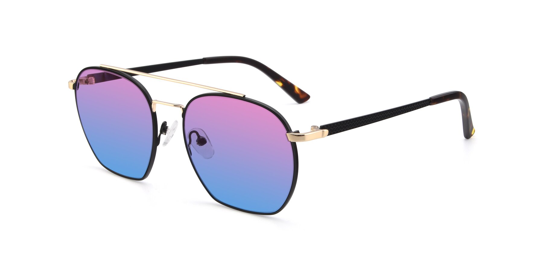 Angle of 9425 in Black-Gold with Pink / Blue Gradient Lenses