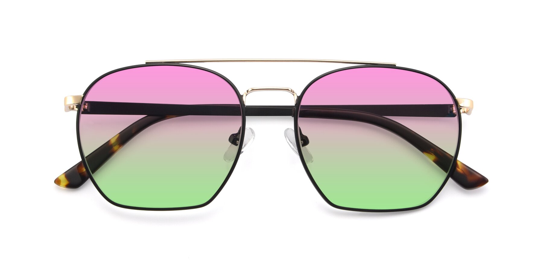 Folded Front of 9425 in Black-Gold with Pink / Green Gradient Lenses