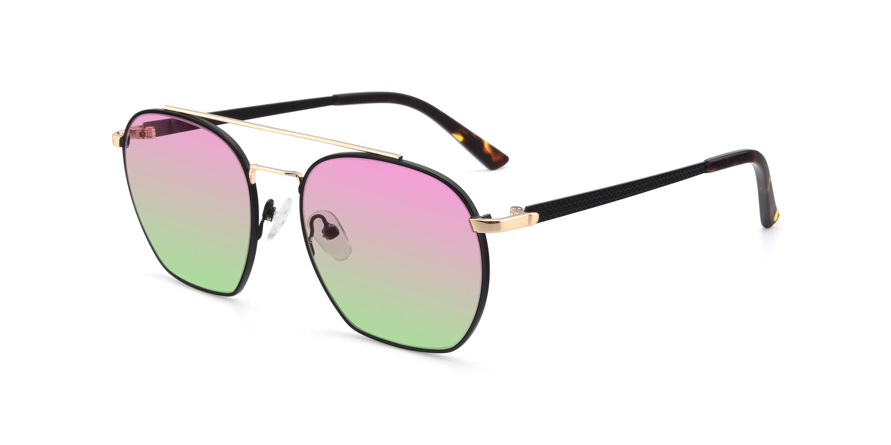 Angle of 9425 in Black-Gold with Pink / Green Gradient Lenses
