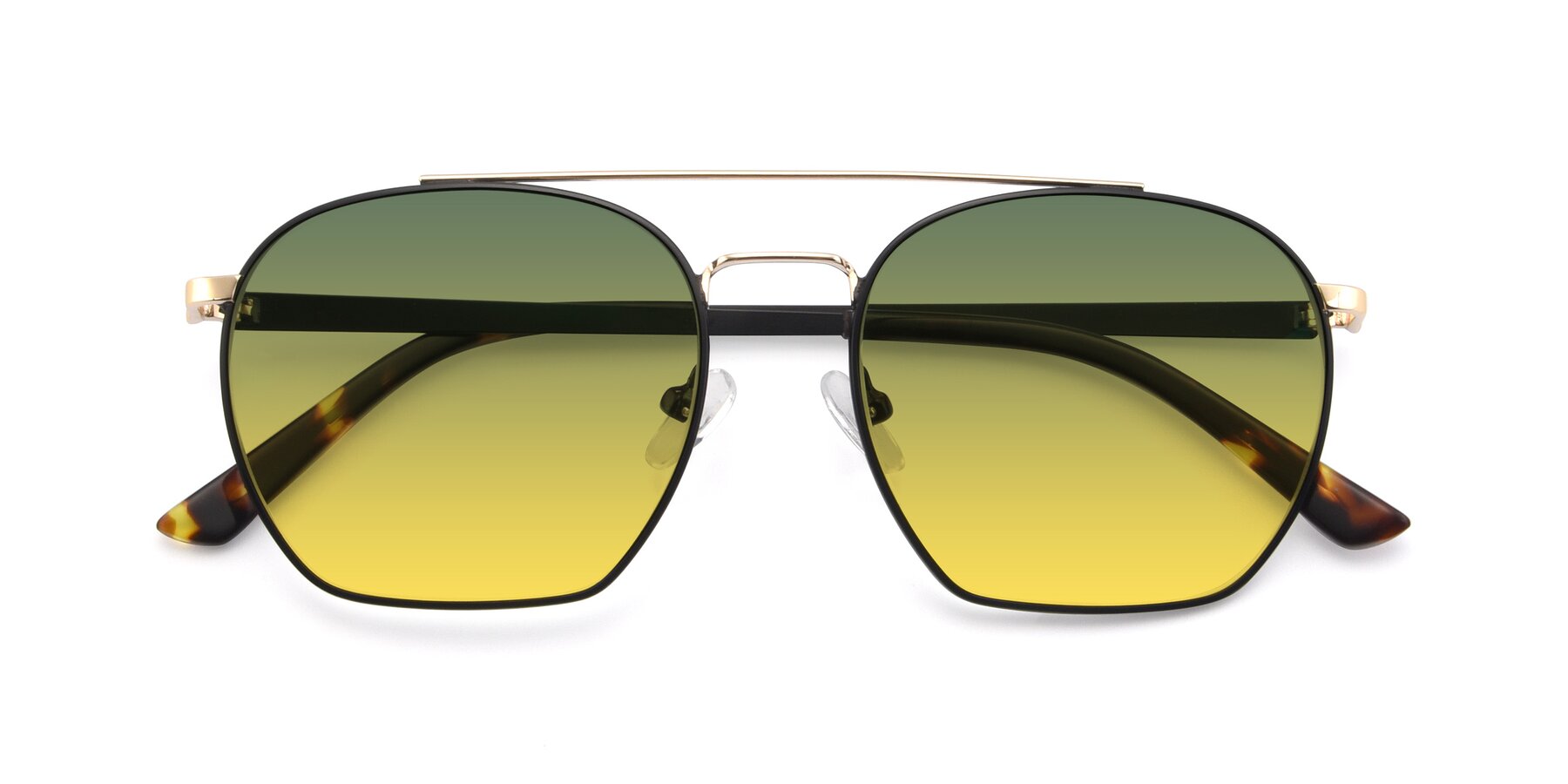 Folded Front of 9425 in Black-Gold with Green / Yellow Gradient Lenses