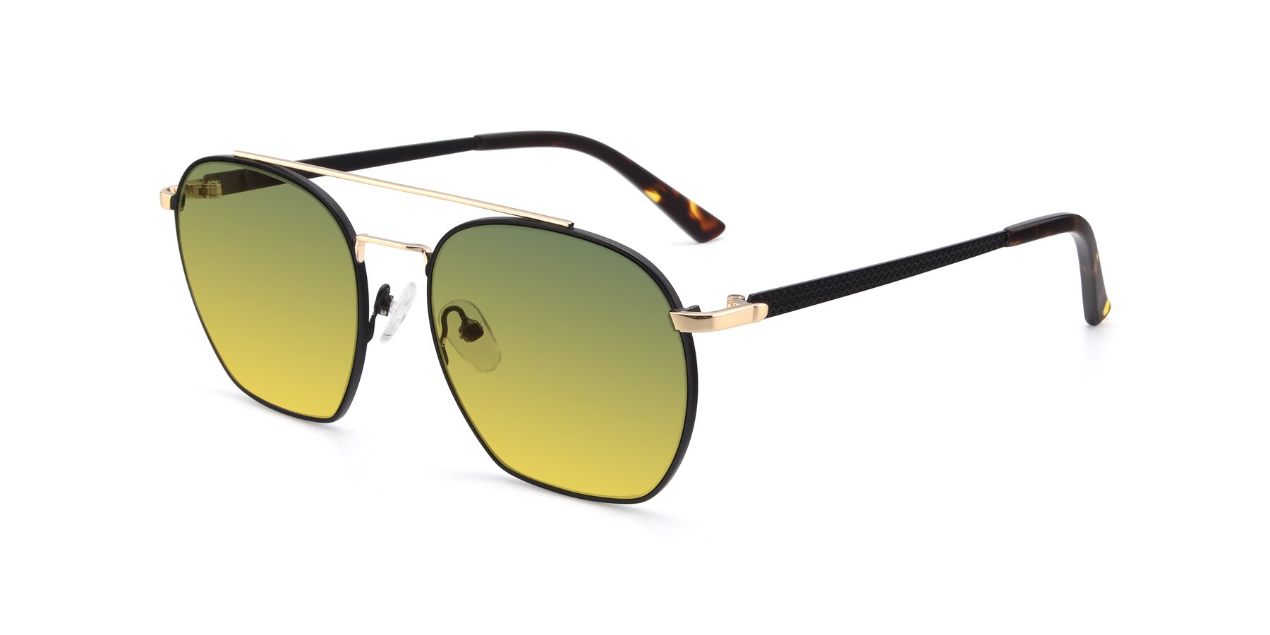 Angle of 9425 in Black-Gold with Green / Yellow Gradient Lenses
