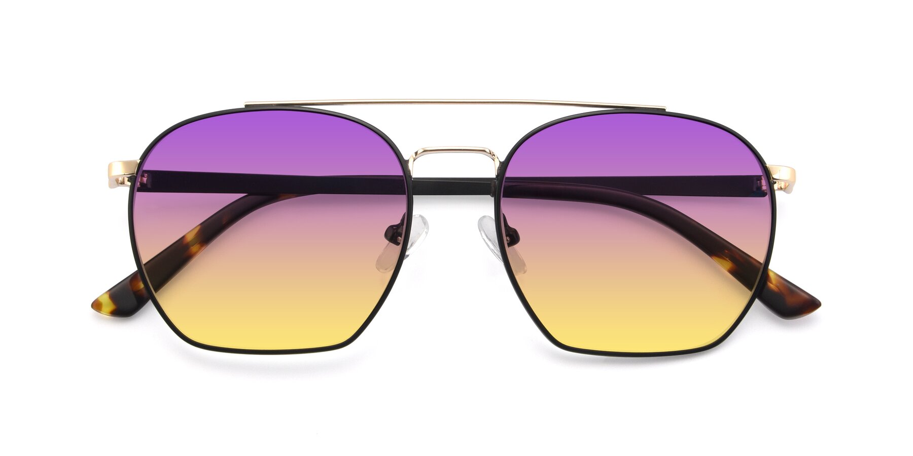 Folded Front of 9425 in Black-Gold with Purple / Yellow Gradient Lenses