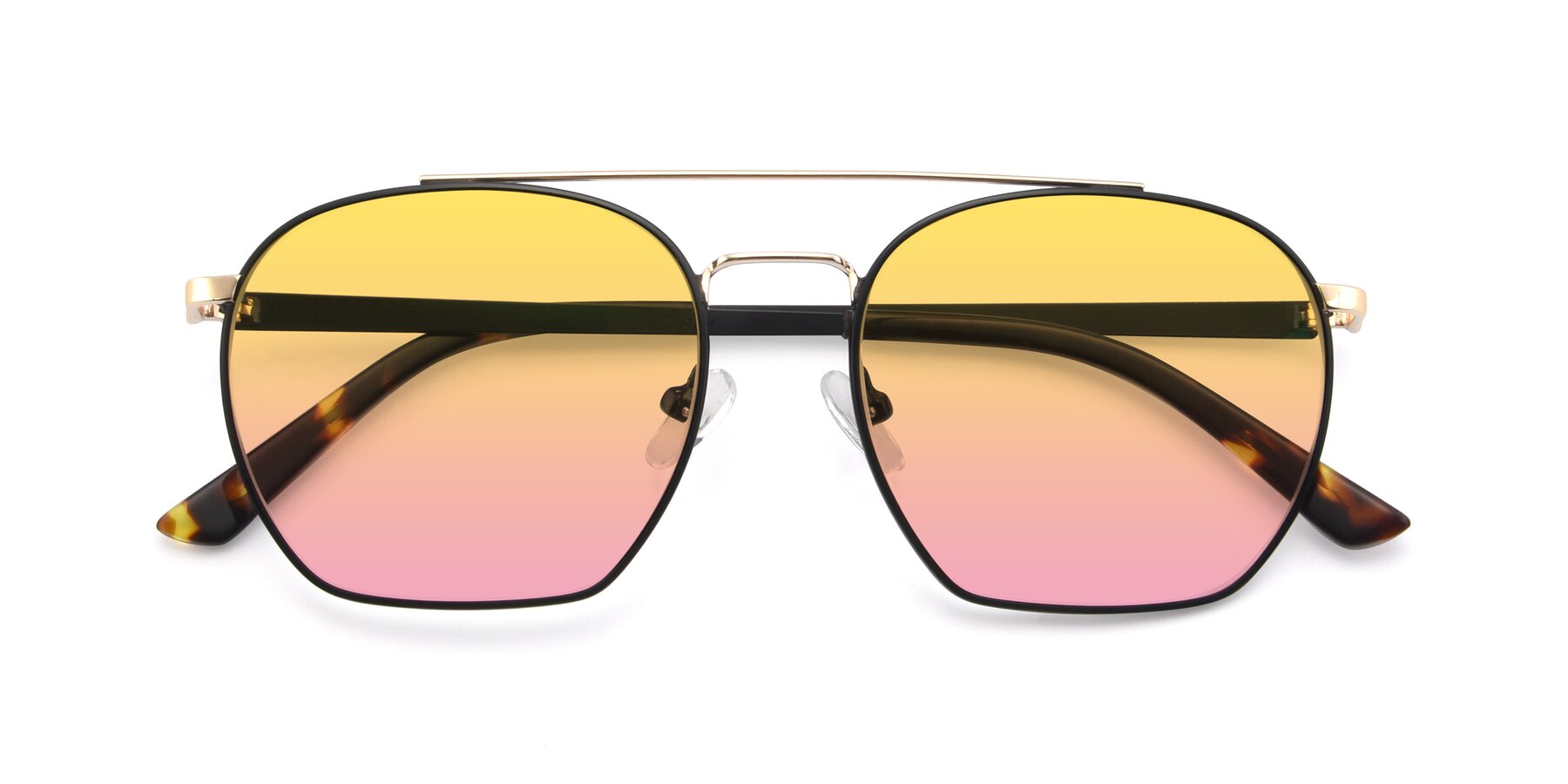 Folded Front of 9425 in Black-Gold with Yellow / Pink Gradient Lenses