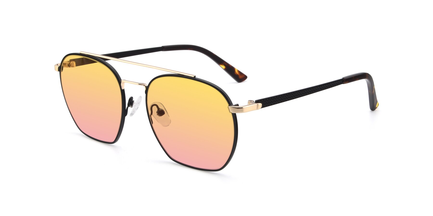 Angle of 9425 in Black-Gold with Yellow / Pink Gradient Lenses