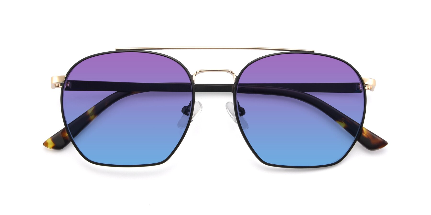 Folded Front of 9425 in Black-Gold with Purple / Blue Gradient Lenses