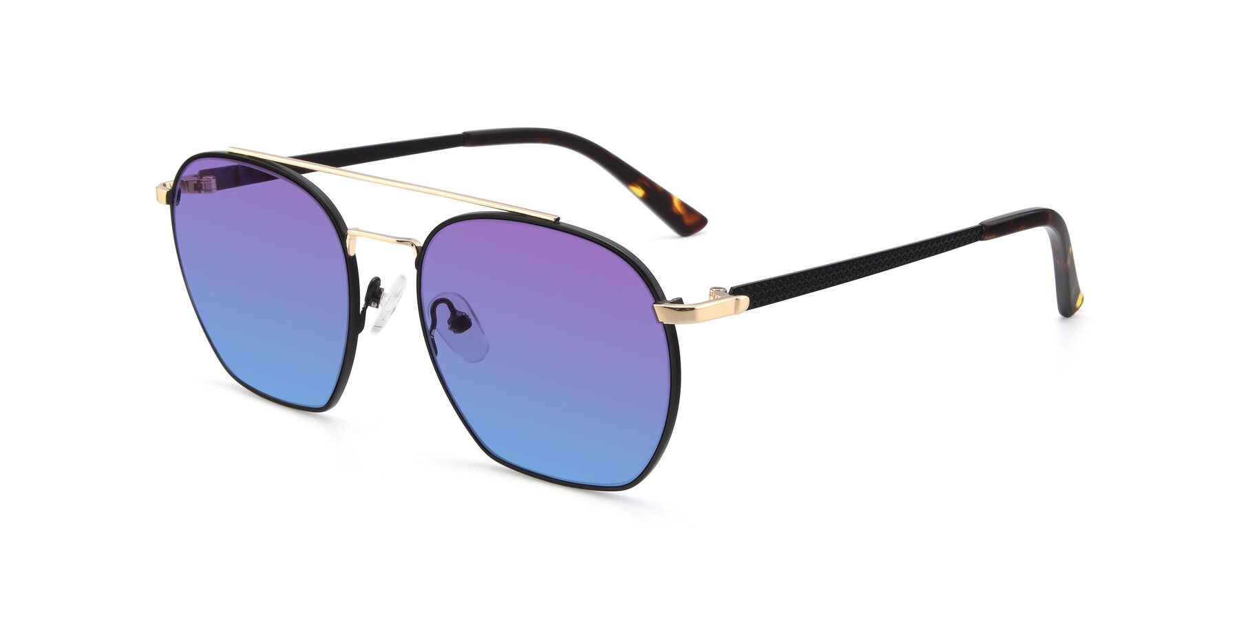 Angle of 9425 in Black-Gold with Purple / Blue Gradient Lenses