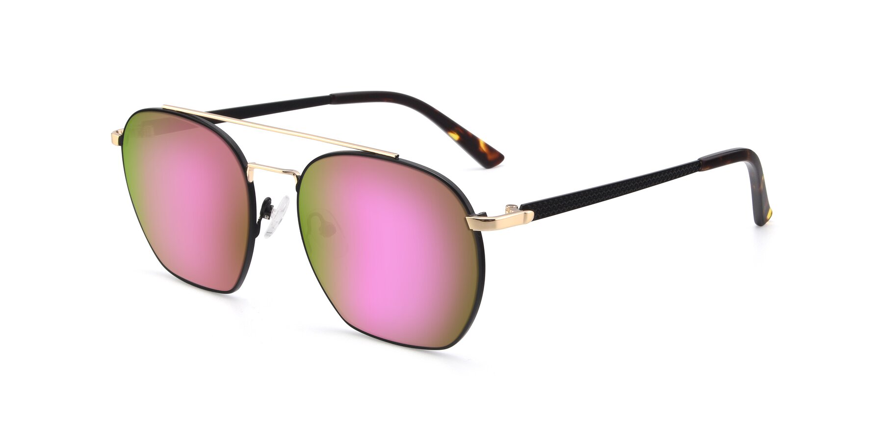 Angle of 9425 in Black-Gold with Pink Mirrored Lenses