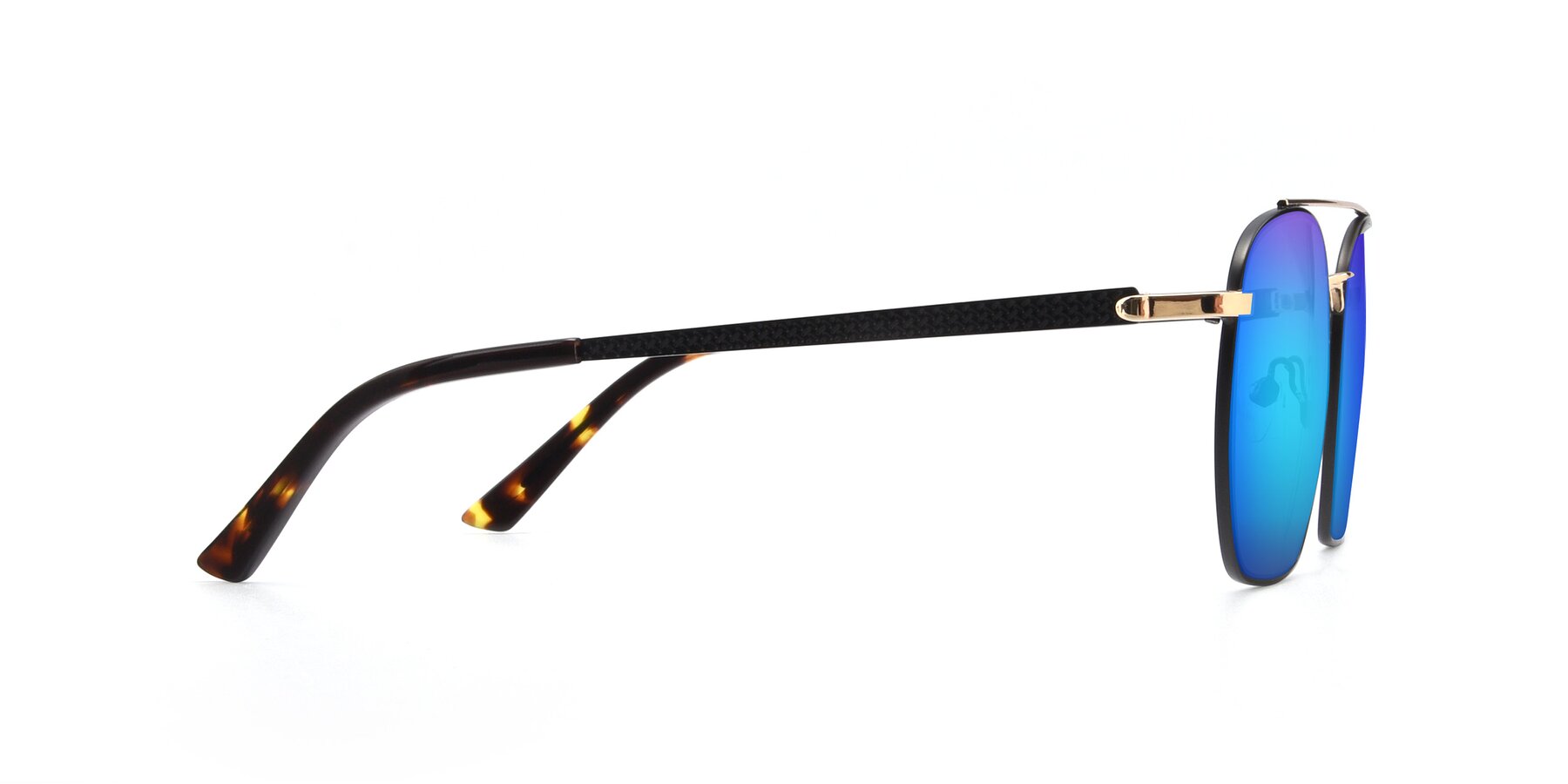 Side of 9425 in Black-Gold with Blue Mirrored Lenses