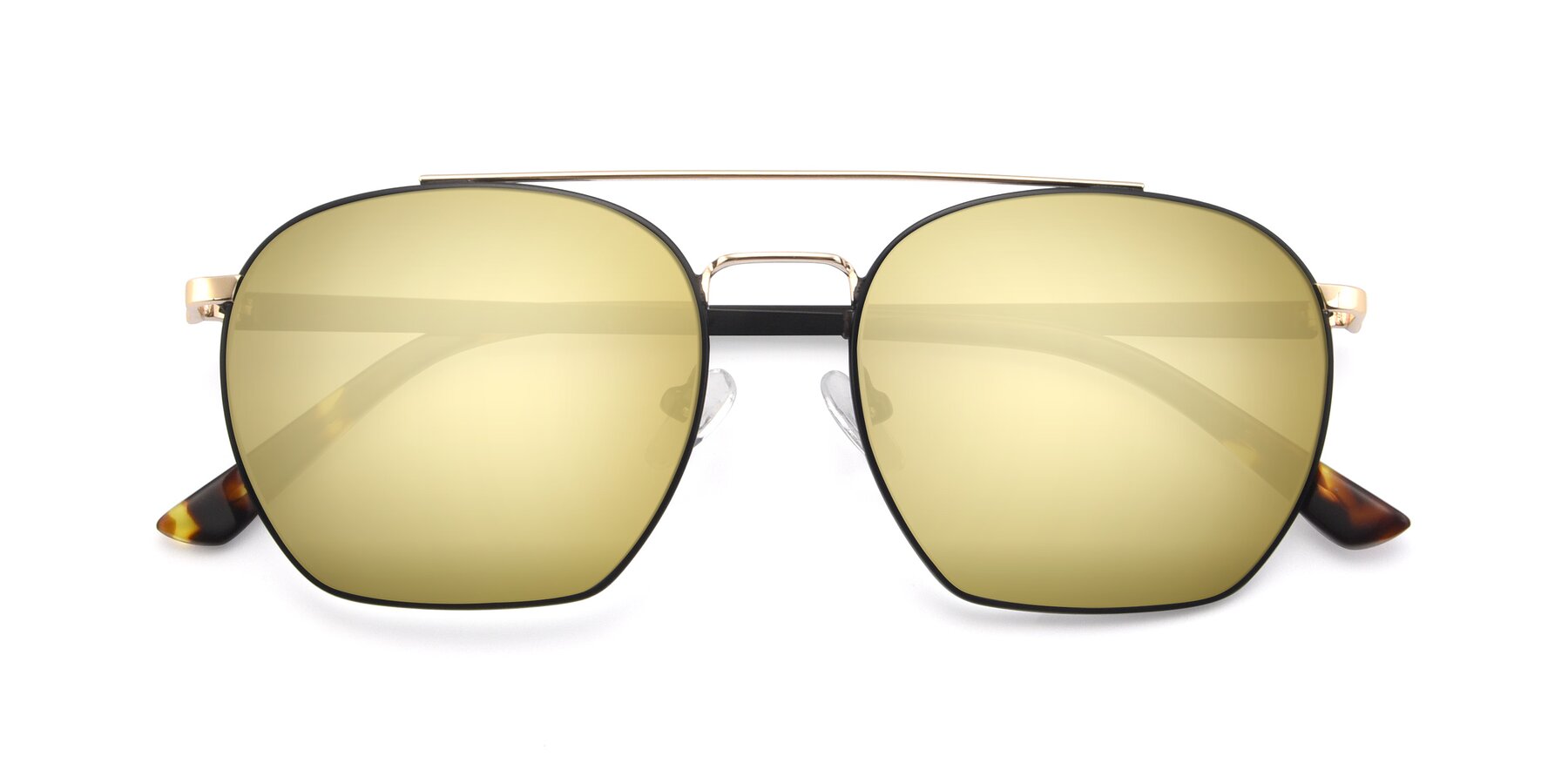 Folded Front of 9425 in Black-Gold with Gold Mirrored Lenses
