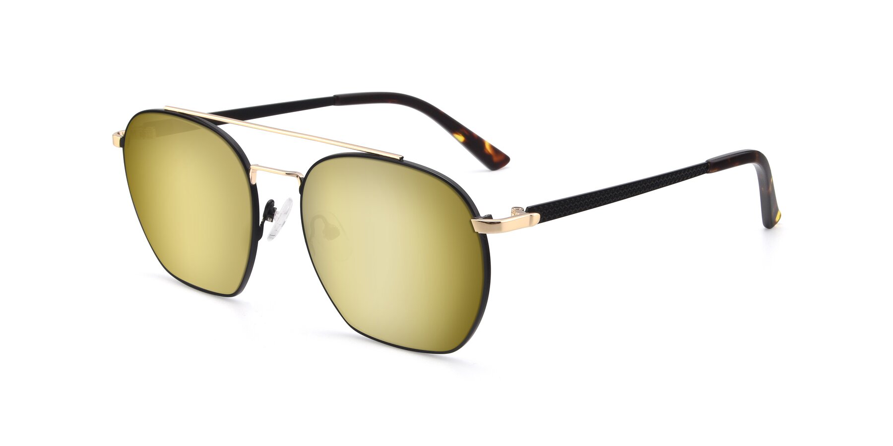 Angle of 9425 in Black-Gold with Gold Mirrored Lenses