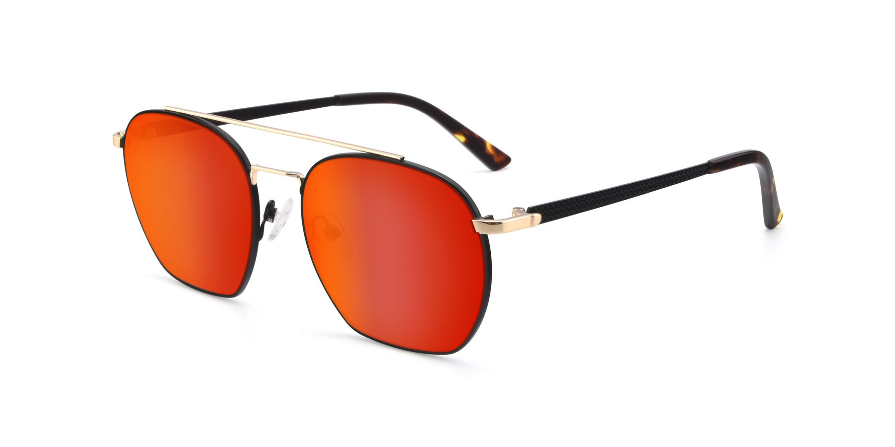 Angle of 9425 in Black-Gold with Red Gold Mirrored Lenses