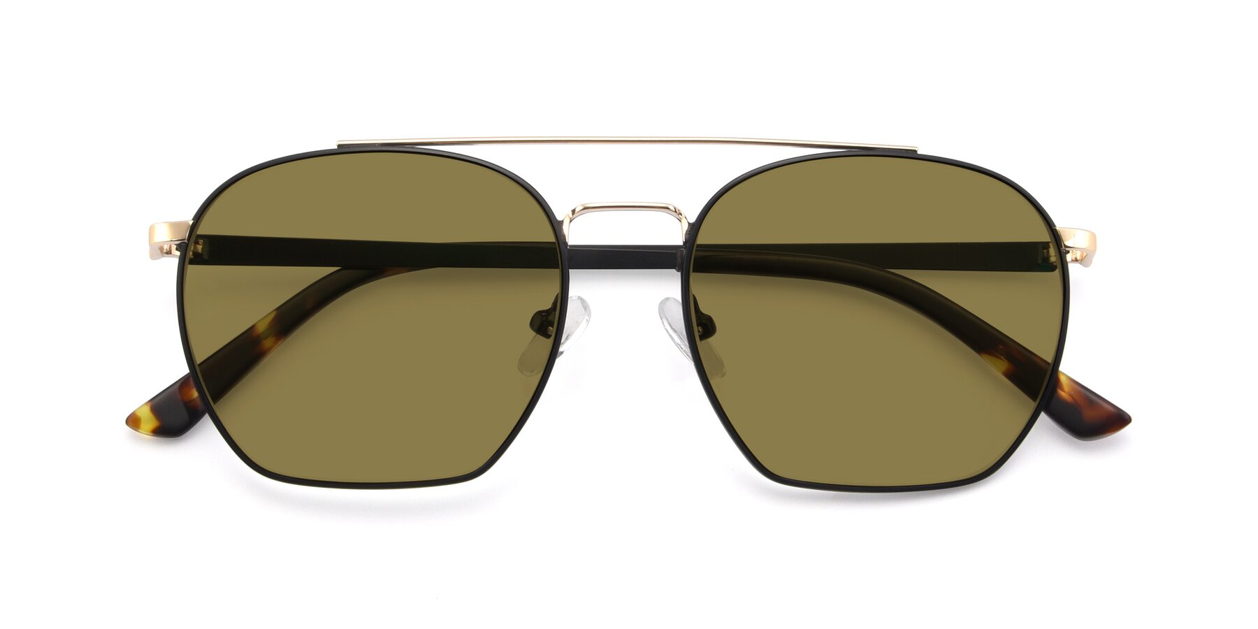 Folded Front of 9425 in Black-Gold with Brown Polarized Lenses