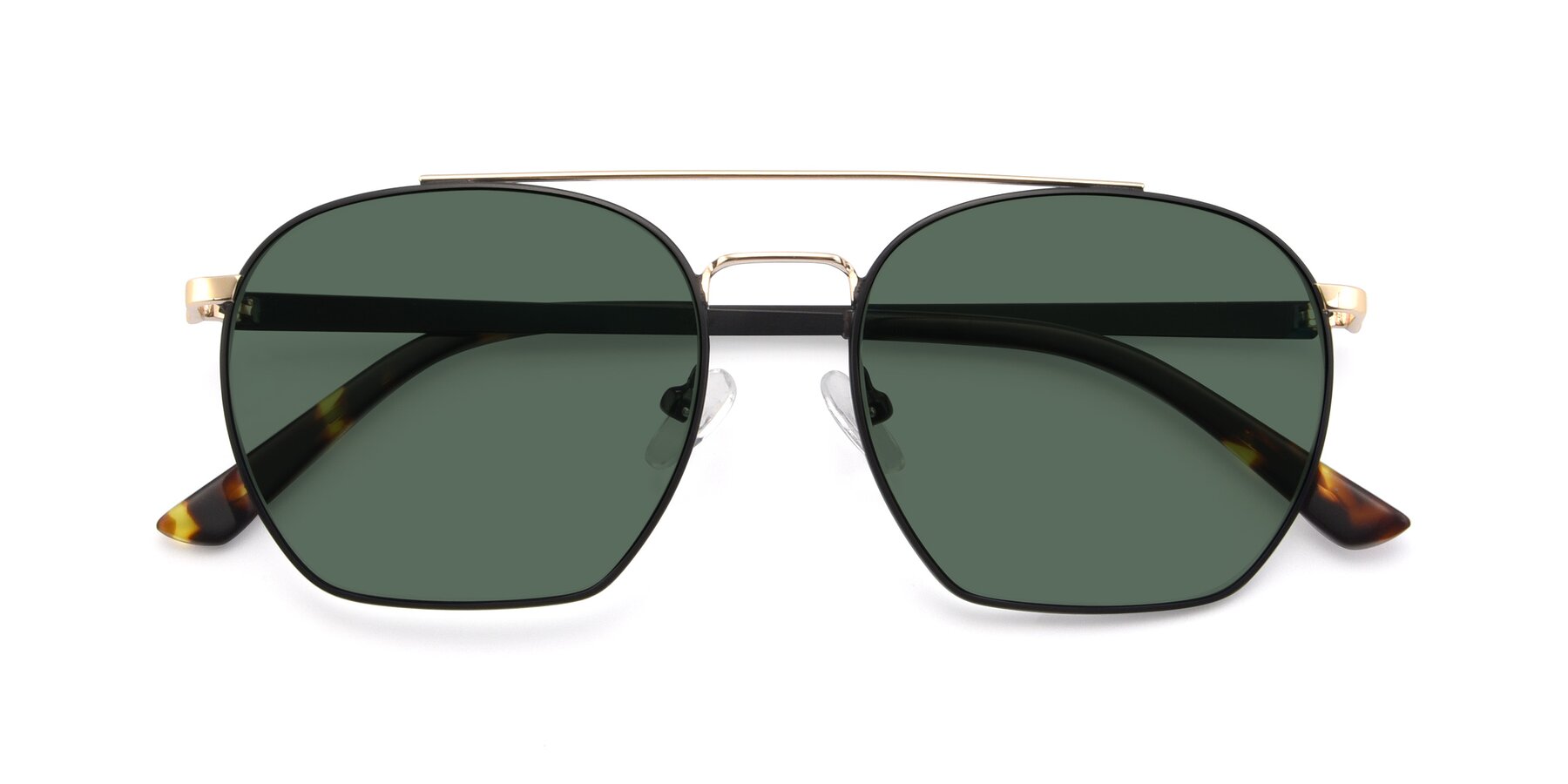 Folded Front of 9425 in Black-Gold with Green Polarized Lenses