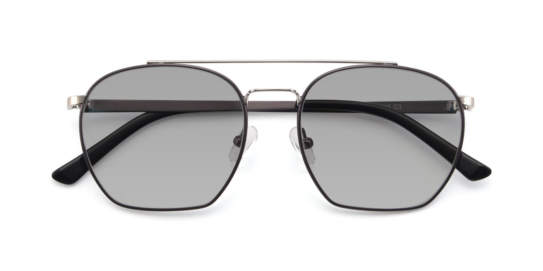 Folded Front of 9425 in Black-Silver with Light Gray Tinted Lenses