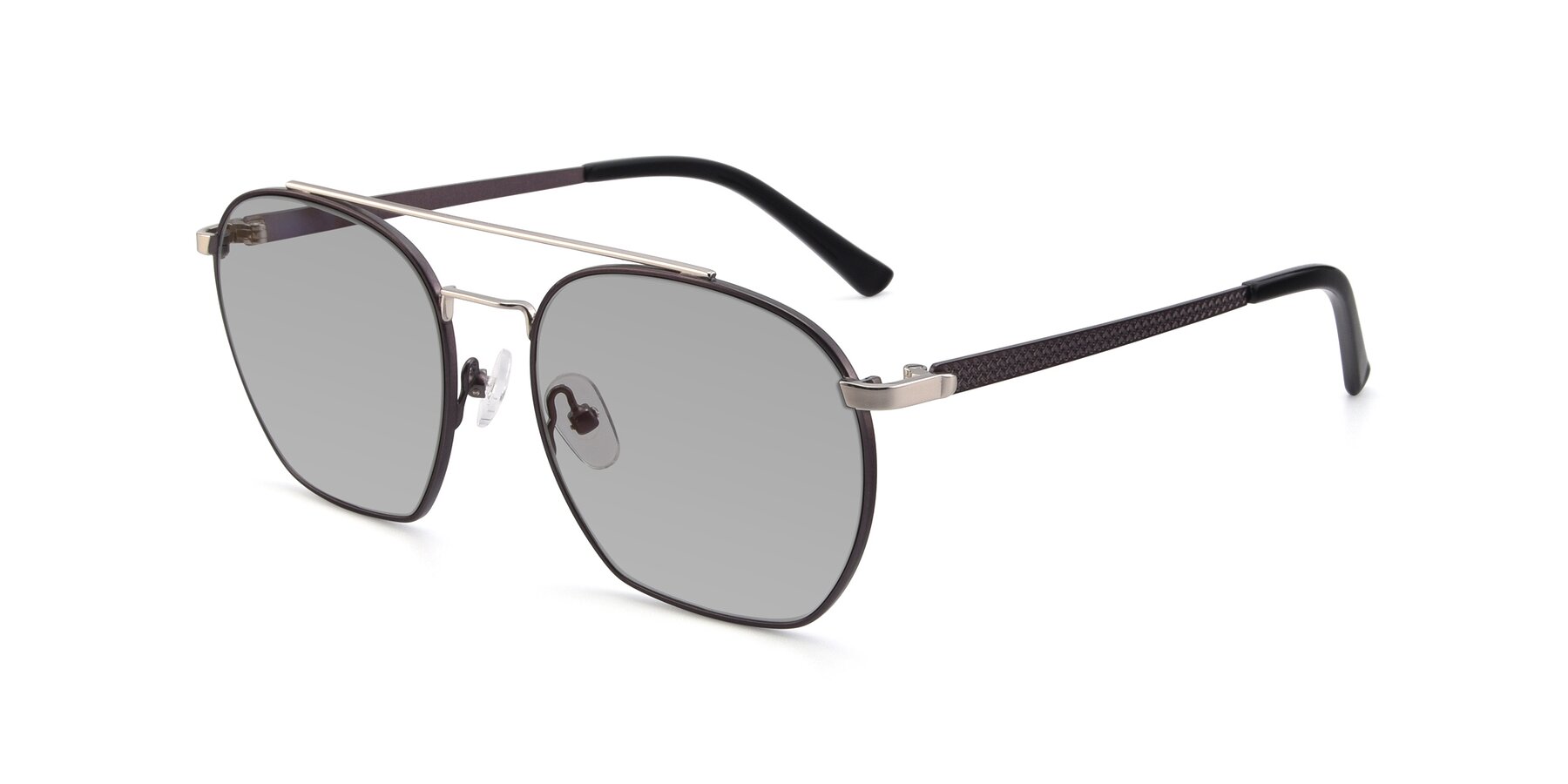 Angle of 9425 in Black-Silver with Light Gray Tinted Lenses