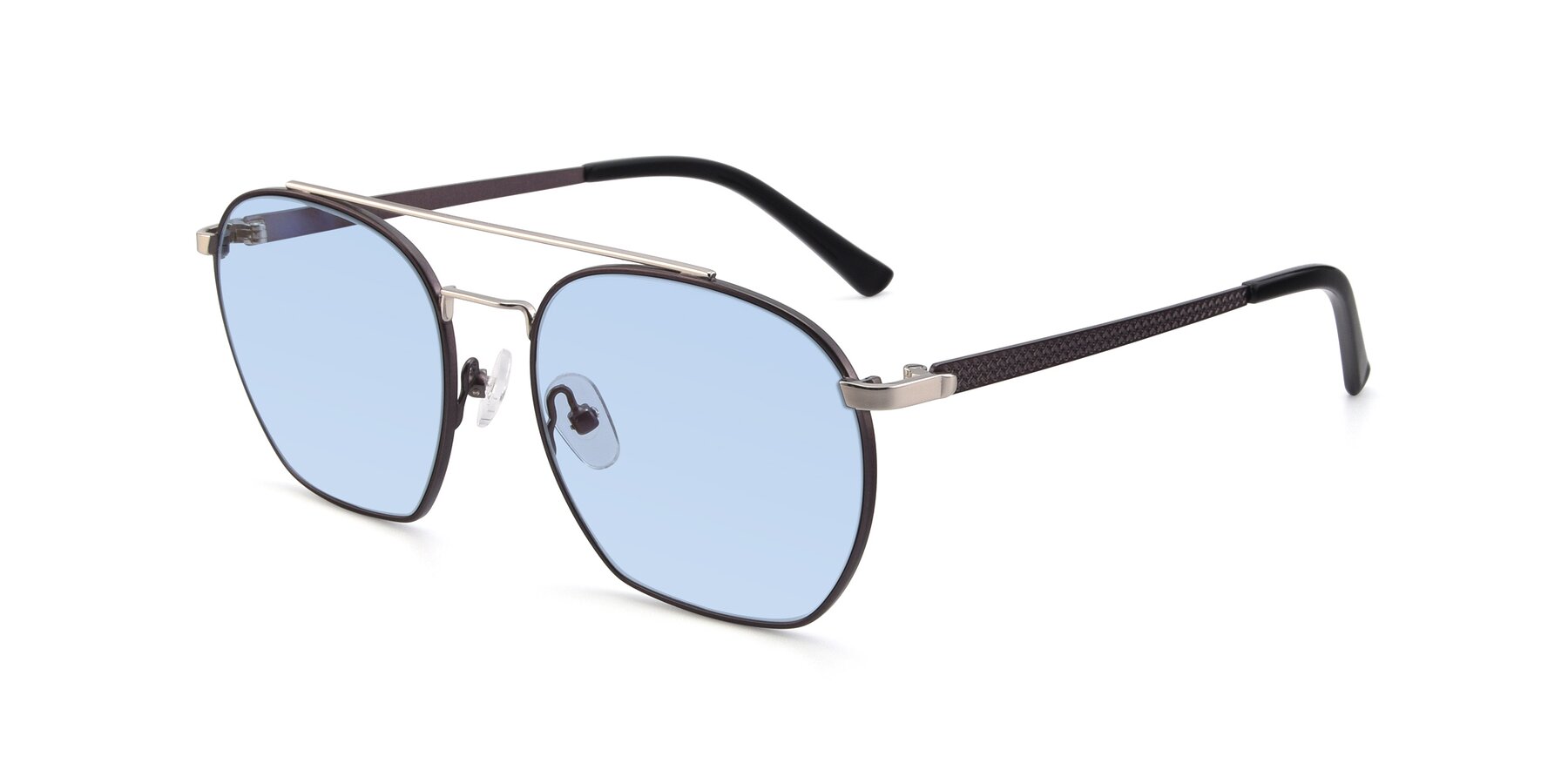Angle of 9425 in Black-Silver with Light Blue Tinted Lenses