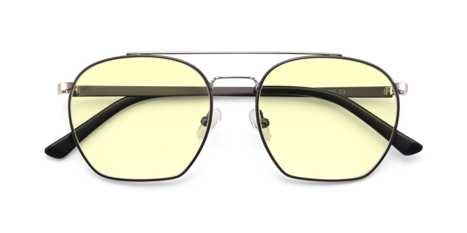 Folded Front of 9425 in Black-Silver with Light Yellow Tinted Lenses