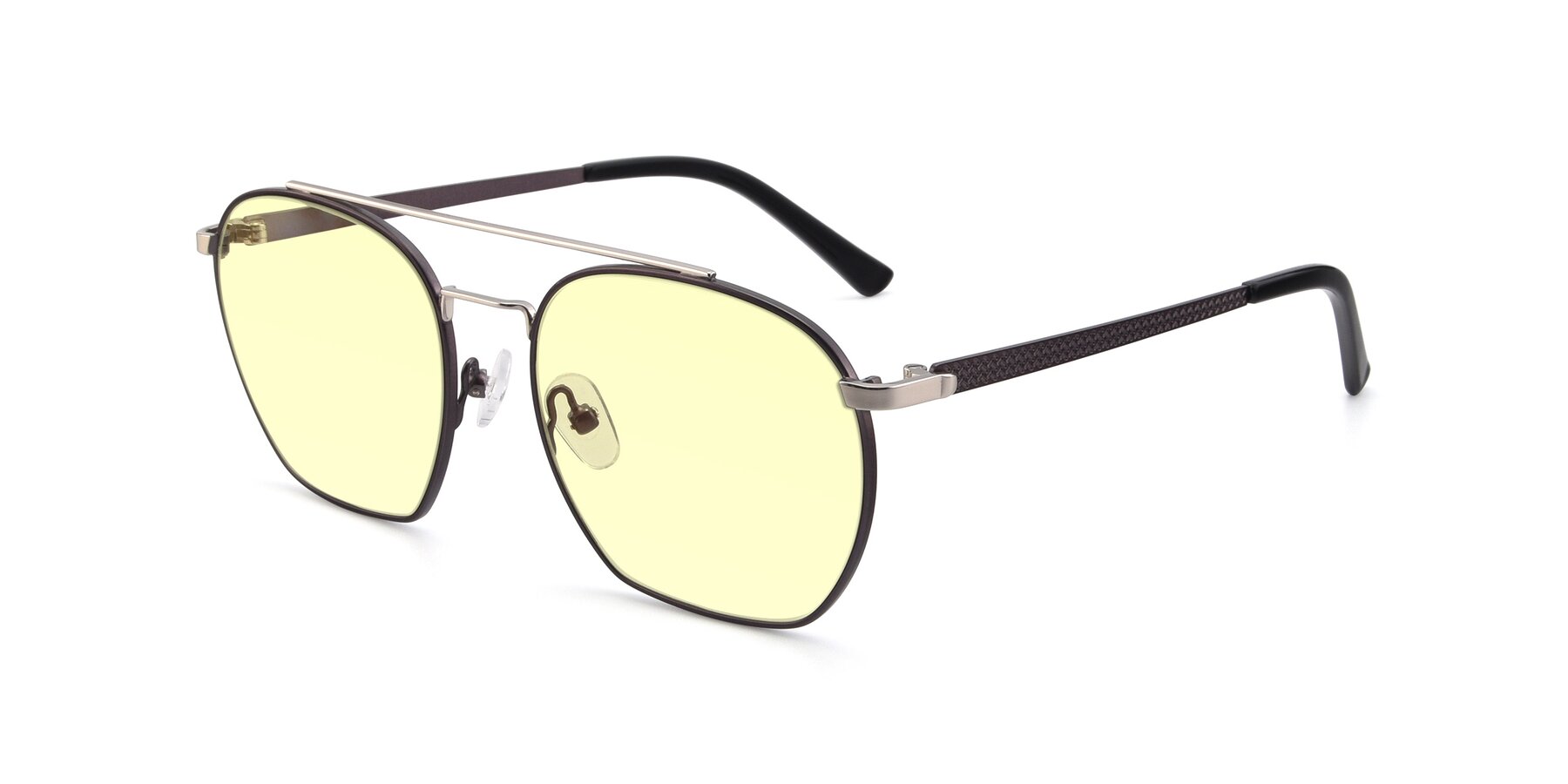 Angle of 9425 in Black-Silver with Light Yellow Tinted Lenses